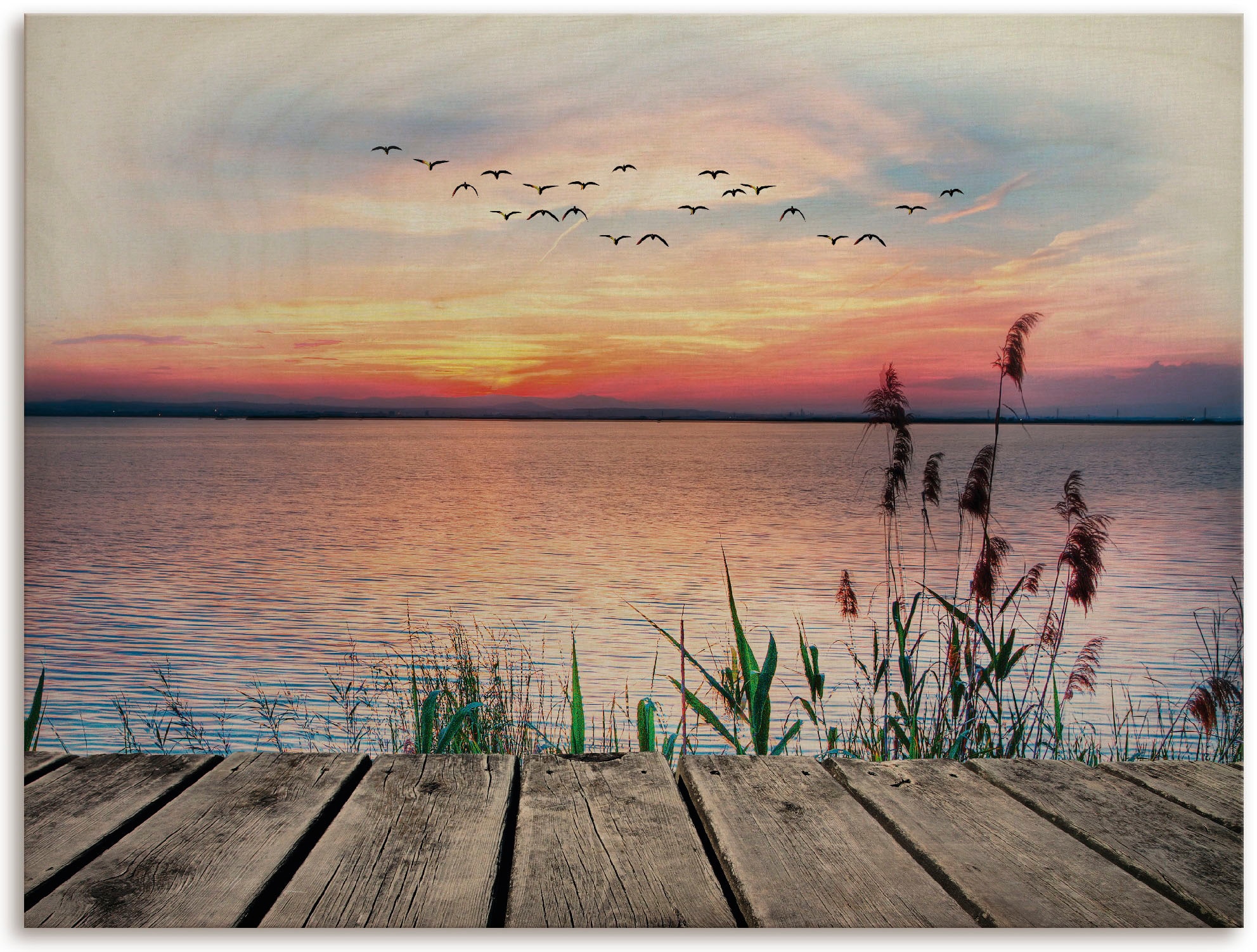 Artland Holzbild "Der See in den Farben der Wolken", Seebilder, (1 St.) günstig online kaufen