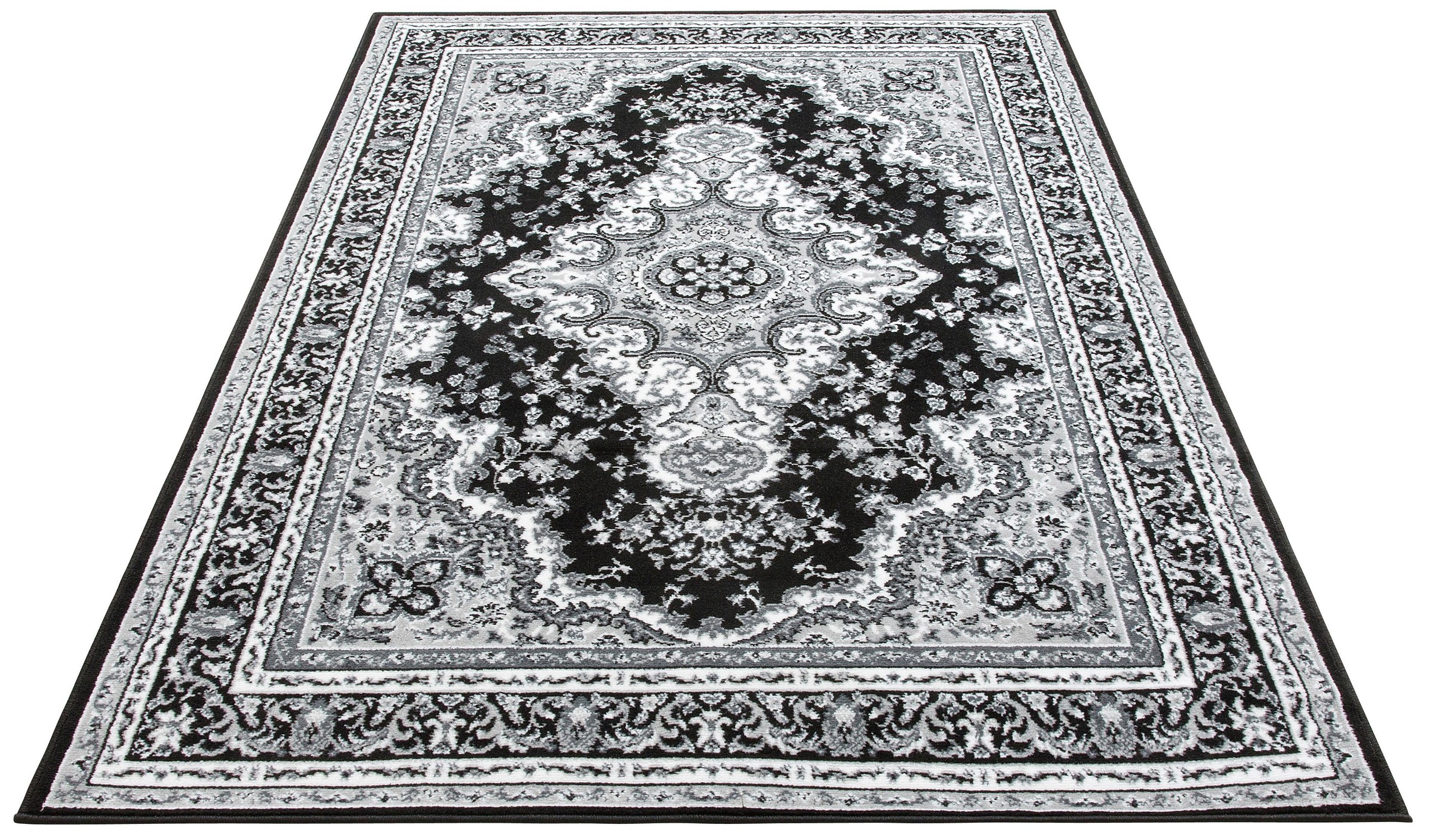 Teppich OTTO HOME "Oriental, Made in Belgium" Gr. 2, grau, B:80cm H:7mm L:150cm, Kunstfaser, Teppiche, Teppich, Orient-Optik, mit Bordüre, Teppich, Kurzflor, Weich, Kundenliebling 3
