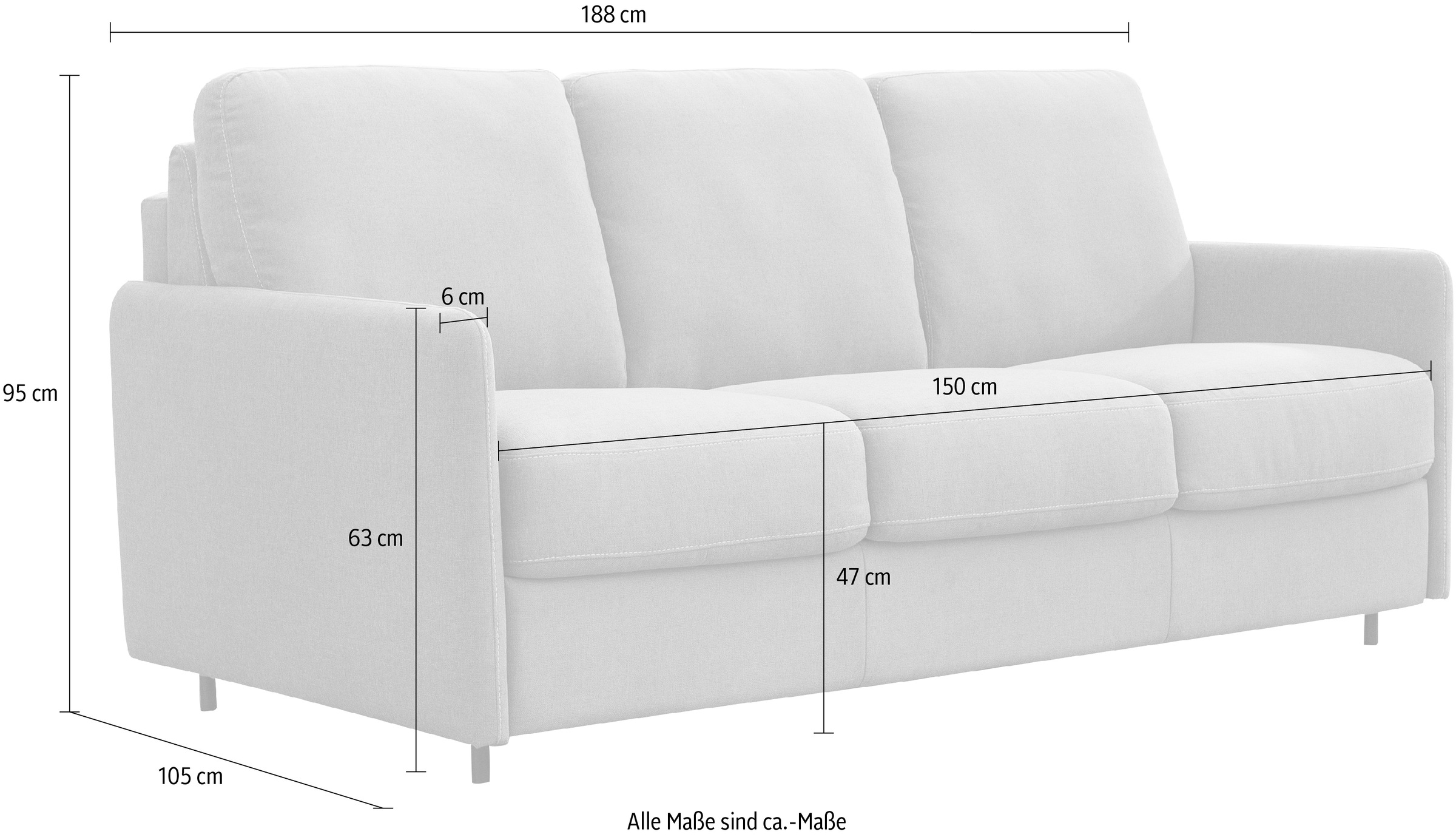 BAUR Liegefläche Italia Schlafsofa und 150/208 cm Metallklappgestell, | inkl. Matratzen »Livorno«, Nias