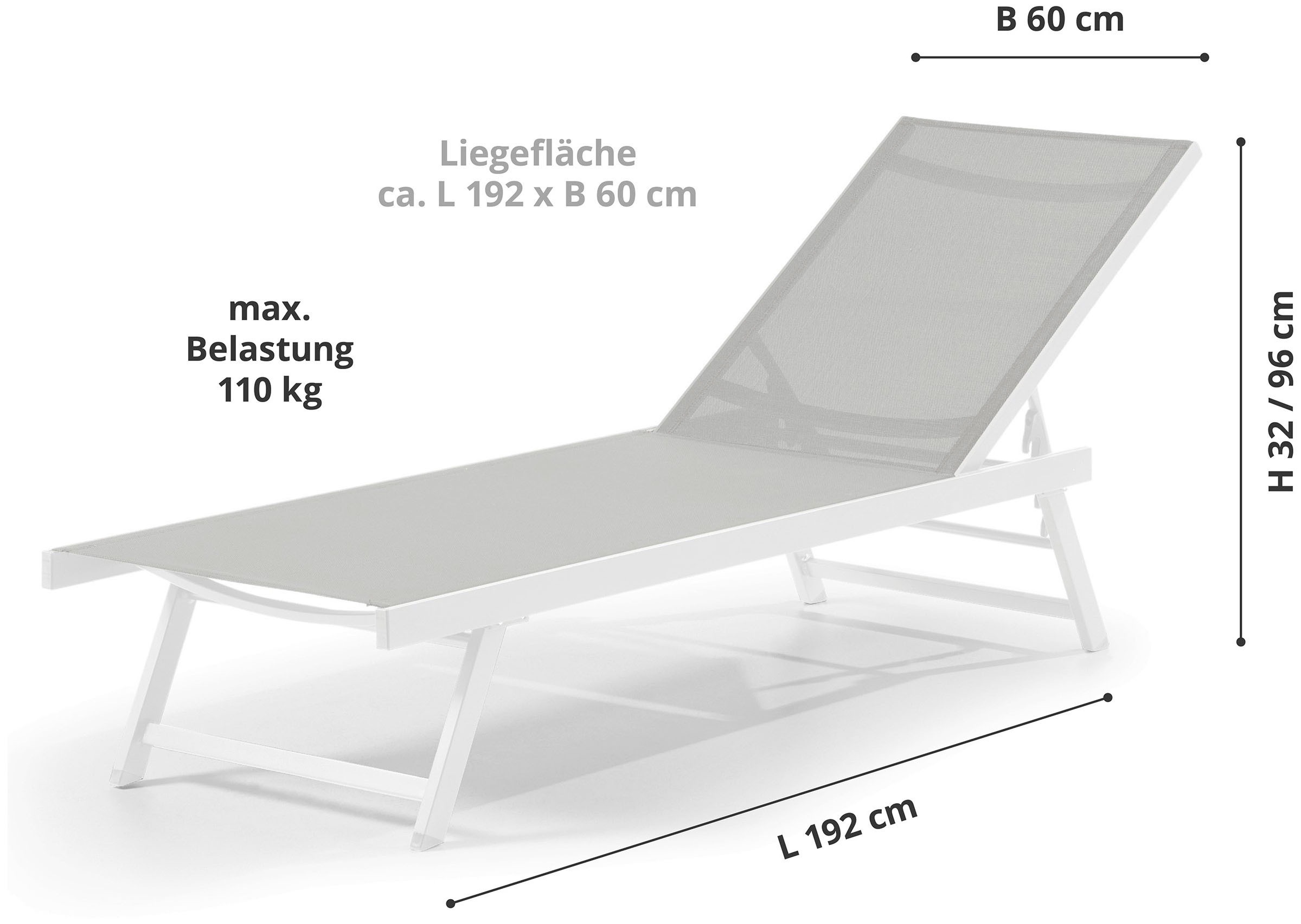 Leco Gartenliege »E_lina«, Füße klappbar