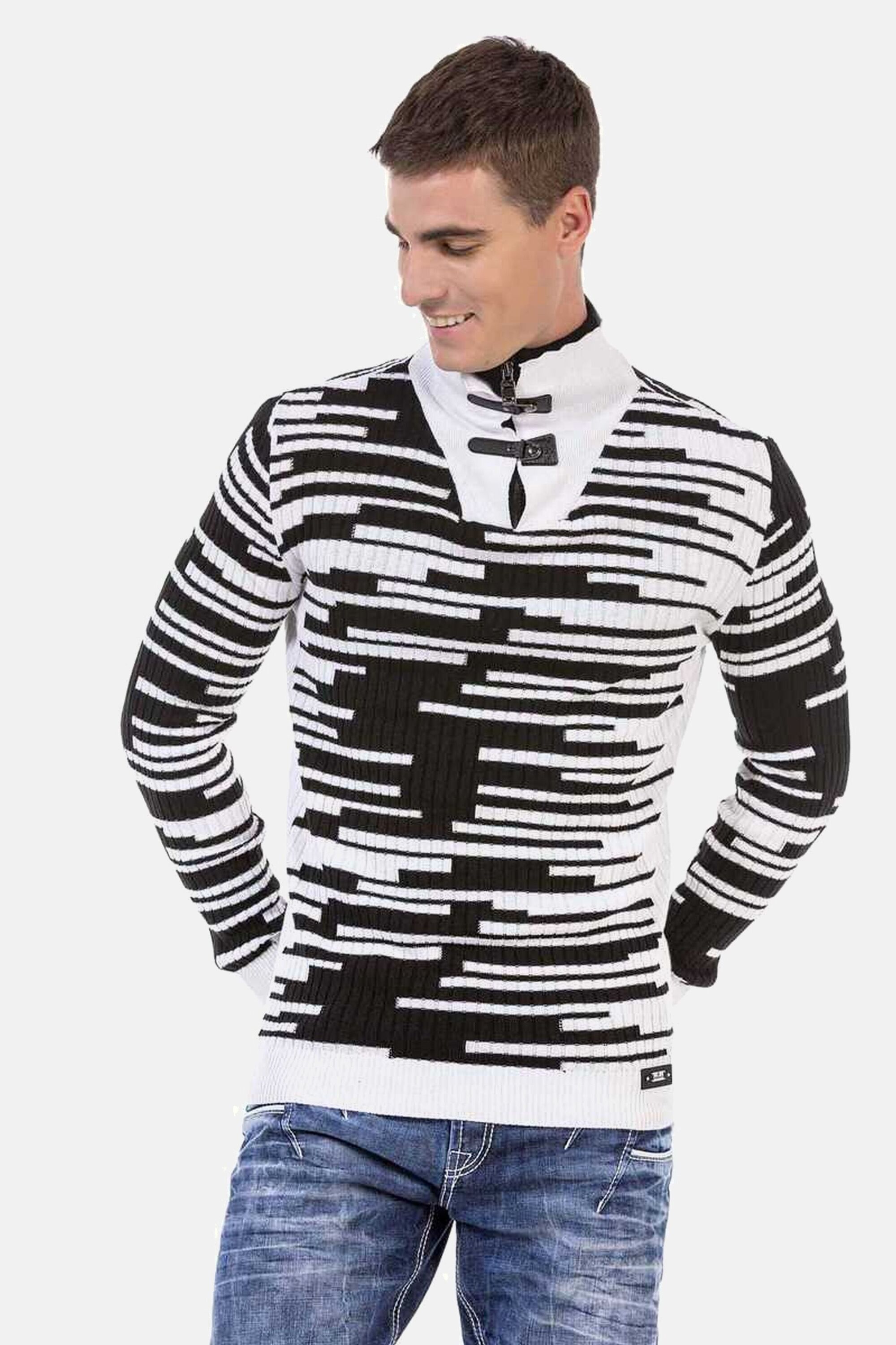 Thumbnail - Cipo & Baxx Stehkragenpullover "Pullover", (1 tlg.), mit Schnallenverschluss, CP245