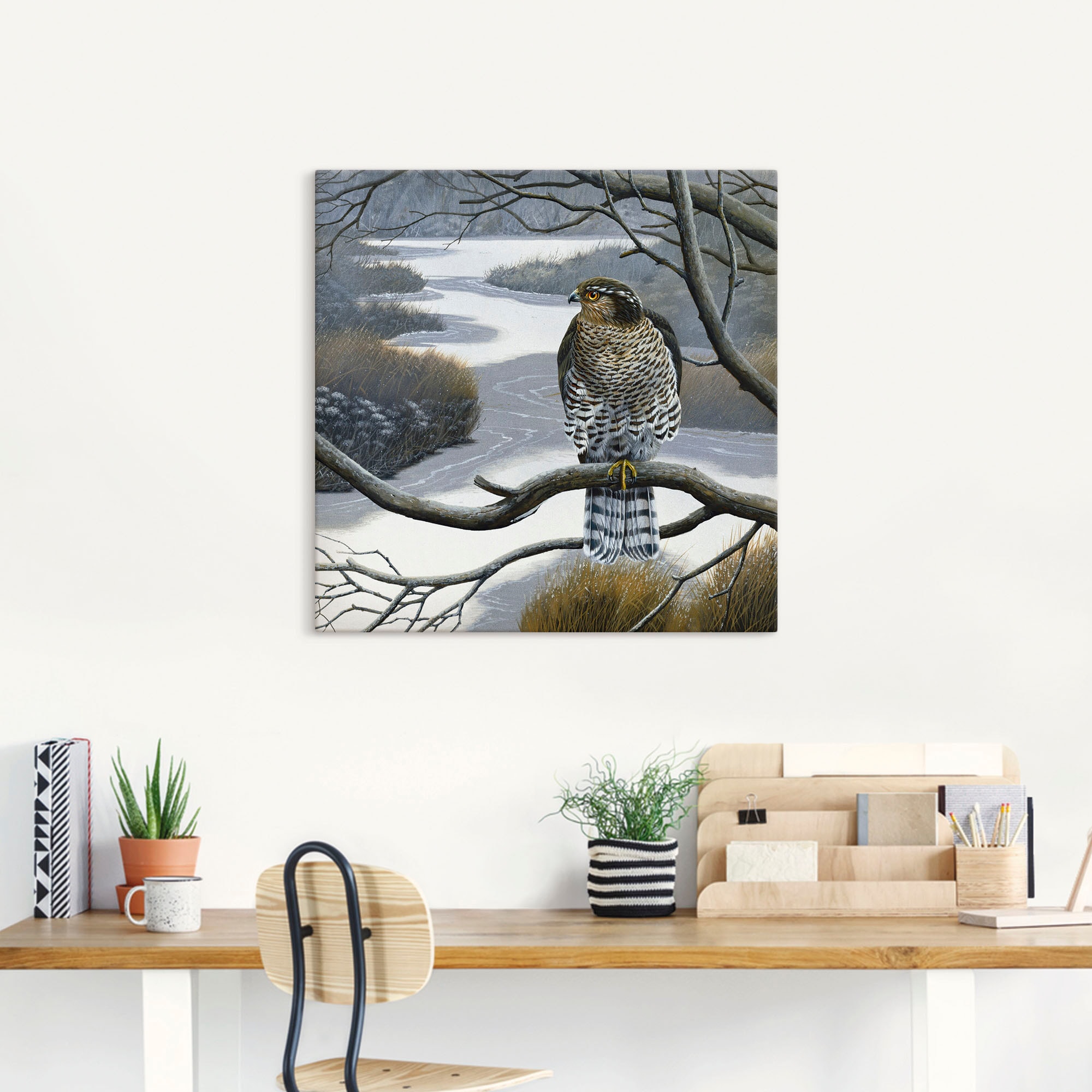 Artland Wandbild »Falke im Baum«, Vögel, (1 St.), als Leinwandbild, Wandaufkleber in verschied. Größen