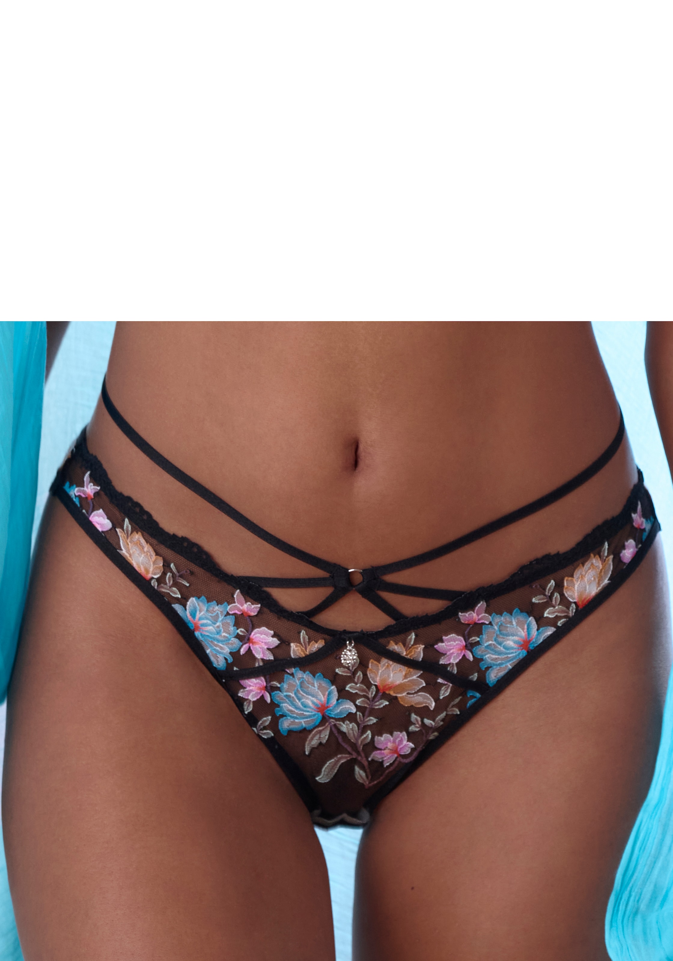 Vivance String aus bunter, floraler Spitze mit Bänder-Optik