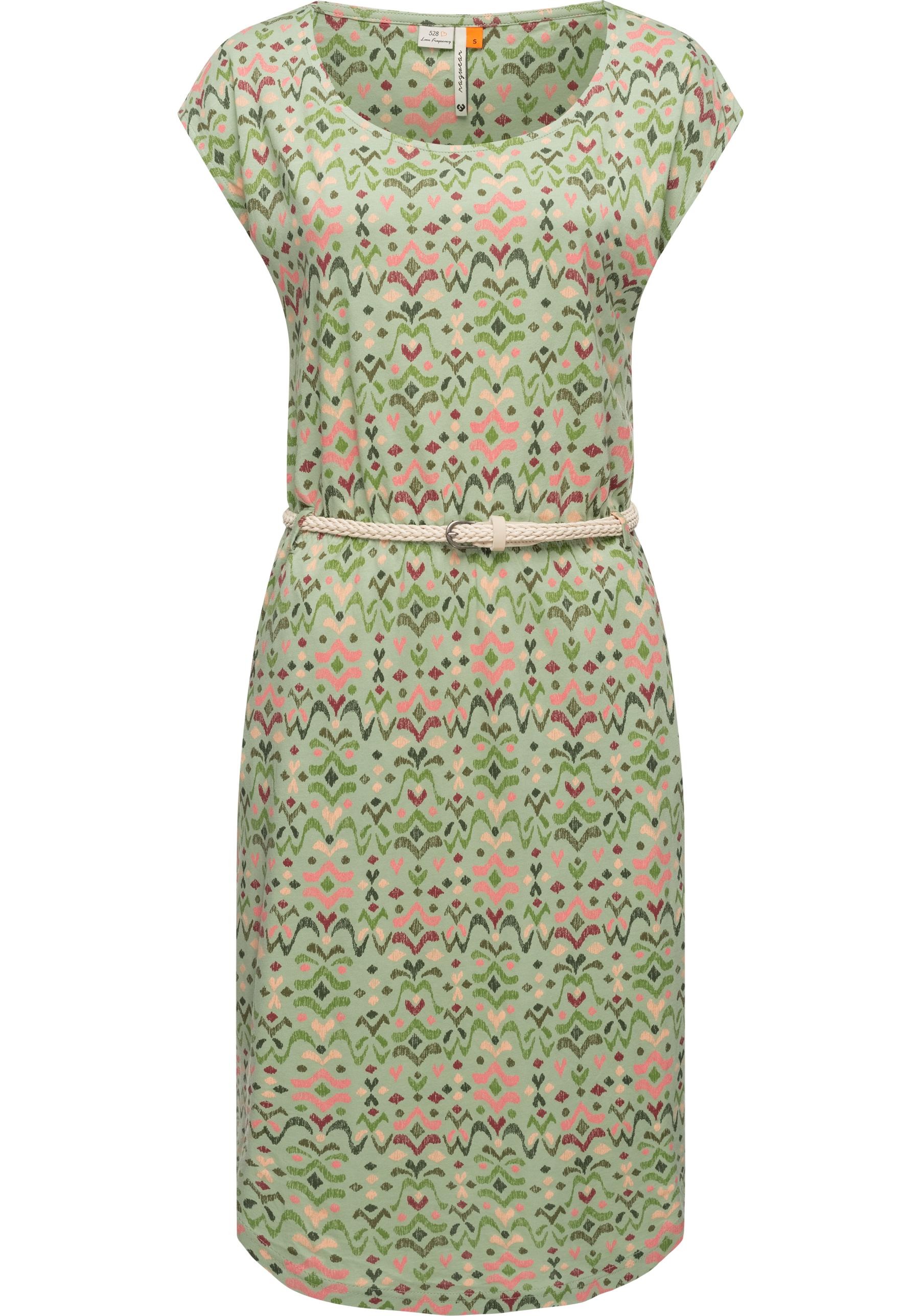 Ragwear Shirtkleid "Lilithe Ikat" Eingrifftaschen stylisches Damen Sommerkleid mit Taillengürtel
