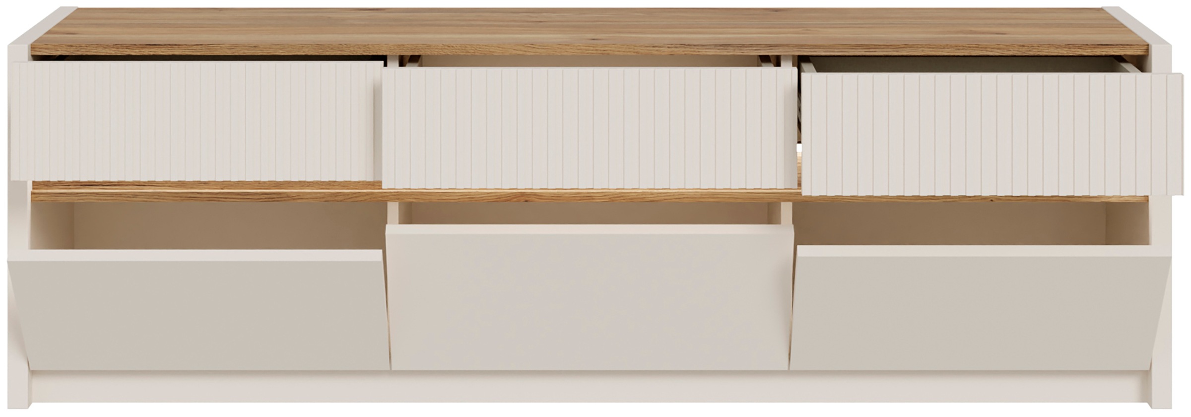 Thumbnail - FORTE Lowboard "Oak Squere TV-Board, TV-Schrank" TV-Board, Beleuchtung, grifflos, Klappen