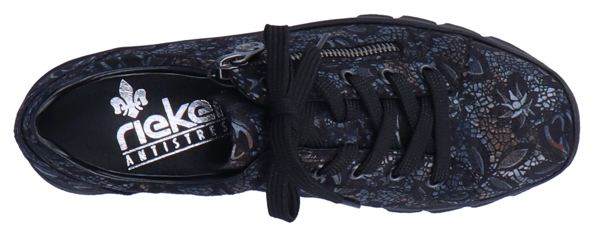 Rieker Wedgesneaker, mit floralem Druck, Freizeitschuh, Halbschuh, Schnürschuh