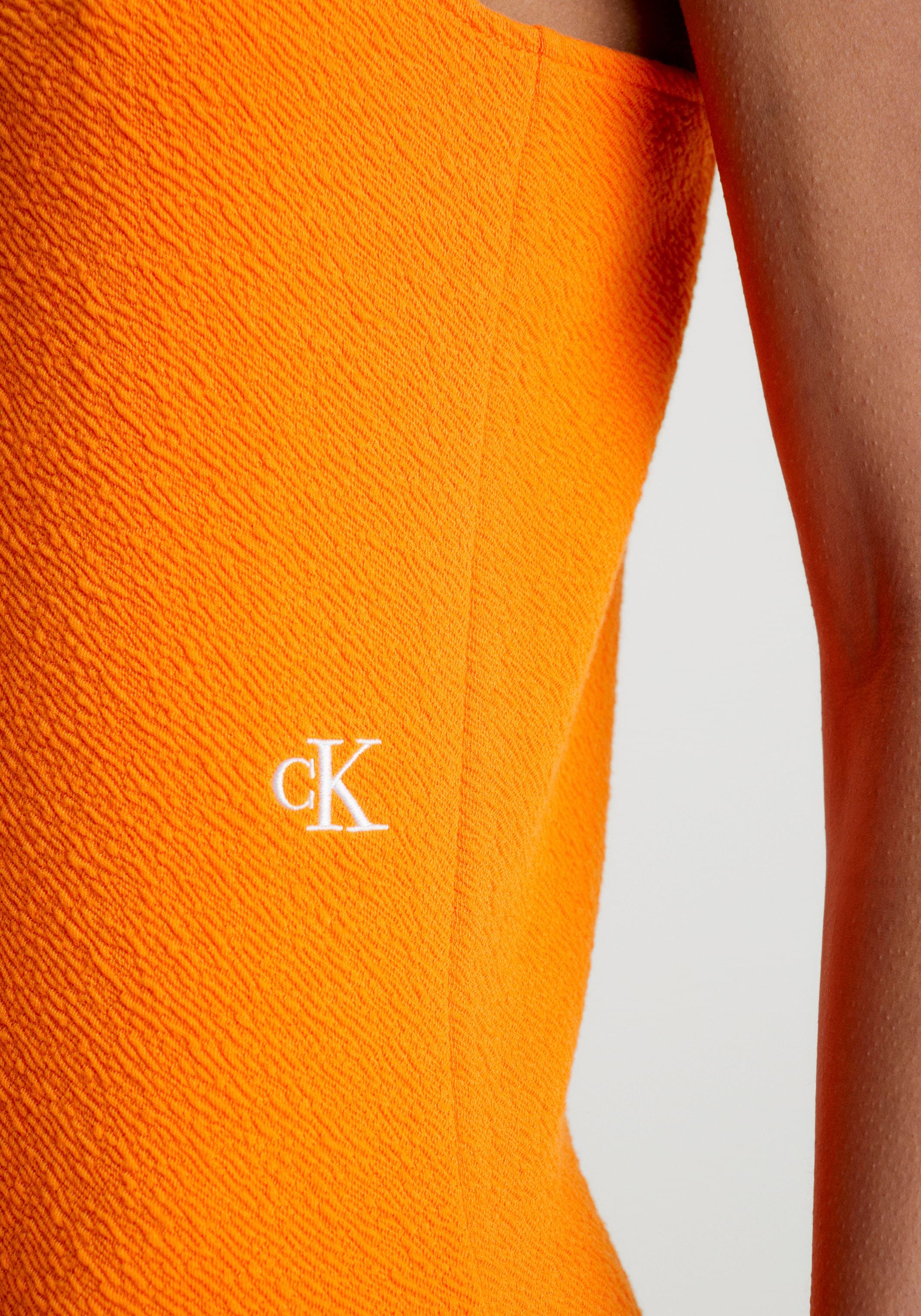 Calvin Klein strukturiertem aus für Spaghettikleid Jeans kaufen Material »SLUB | STRAPPY«, BAUR RIB