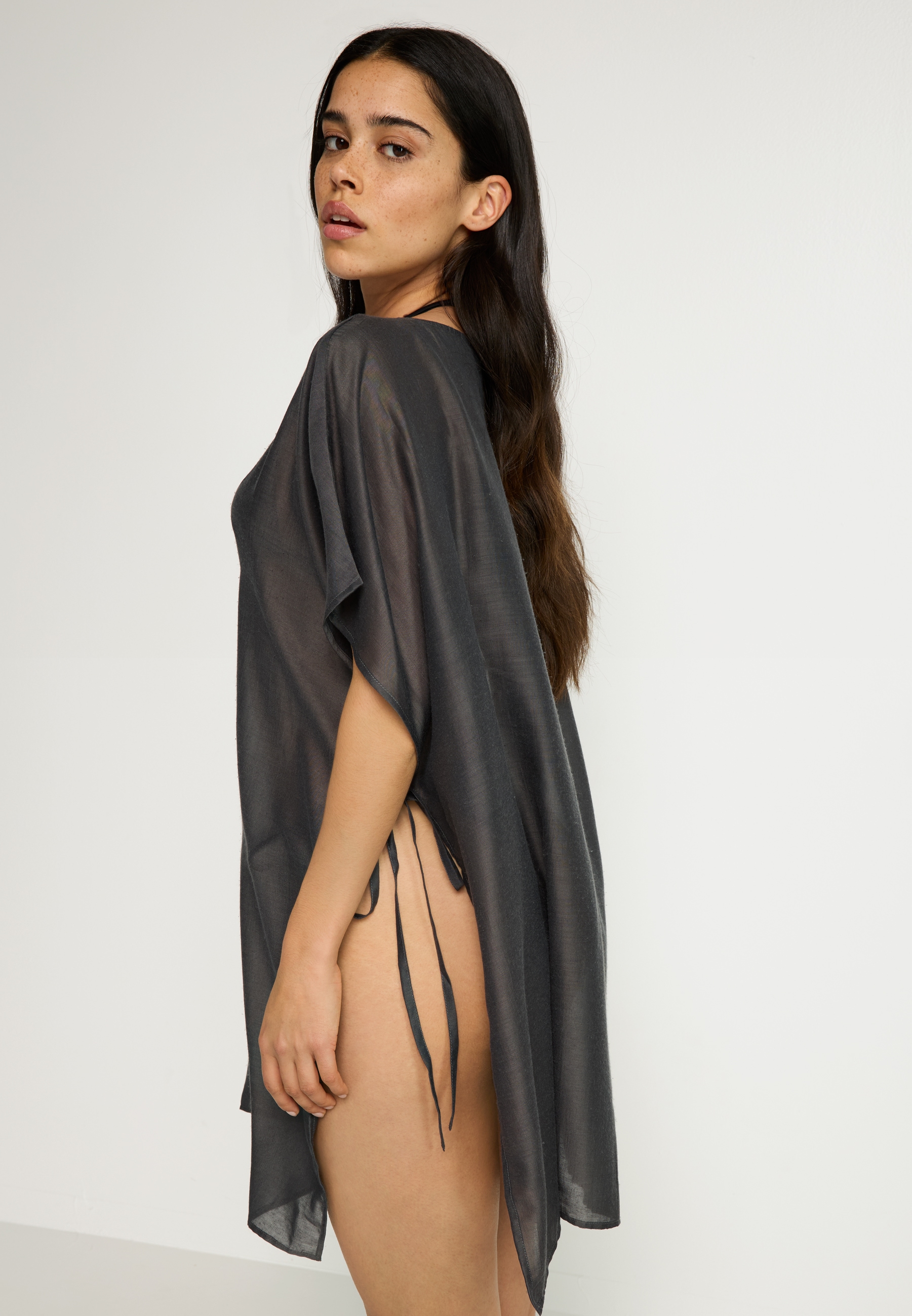 LSCN by LASCANA Chiffontunika seitlich zum Knoten, transparente Strandtunika
