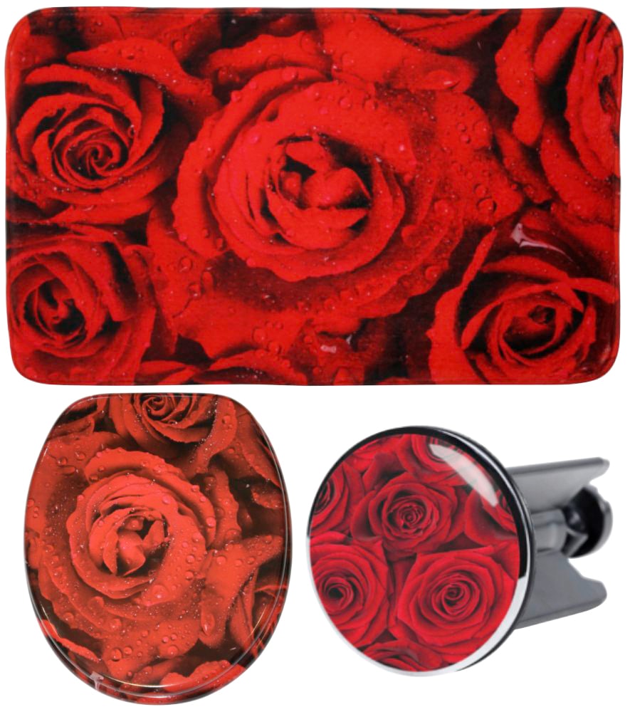 Sanilo Badaccessoire-Set "Rosen" bestehend aus WC-Sitz, Badteppich und Wasc günstig online kaufen
