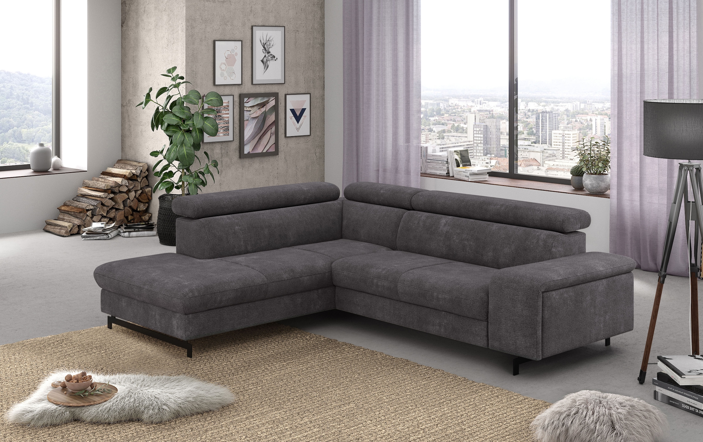 COTTA Ecksofa »Emma L-Form«, mit Kopfteilverstellung, wahlweise mit Bettfunktion & Bettkasten