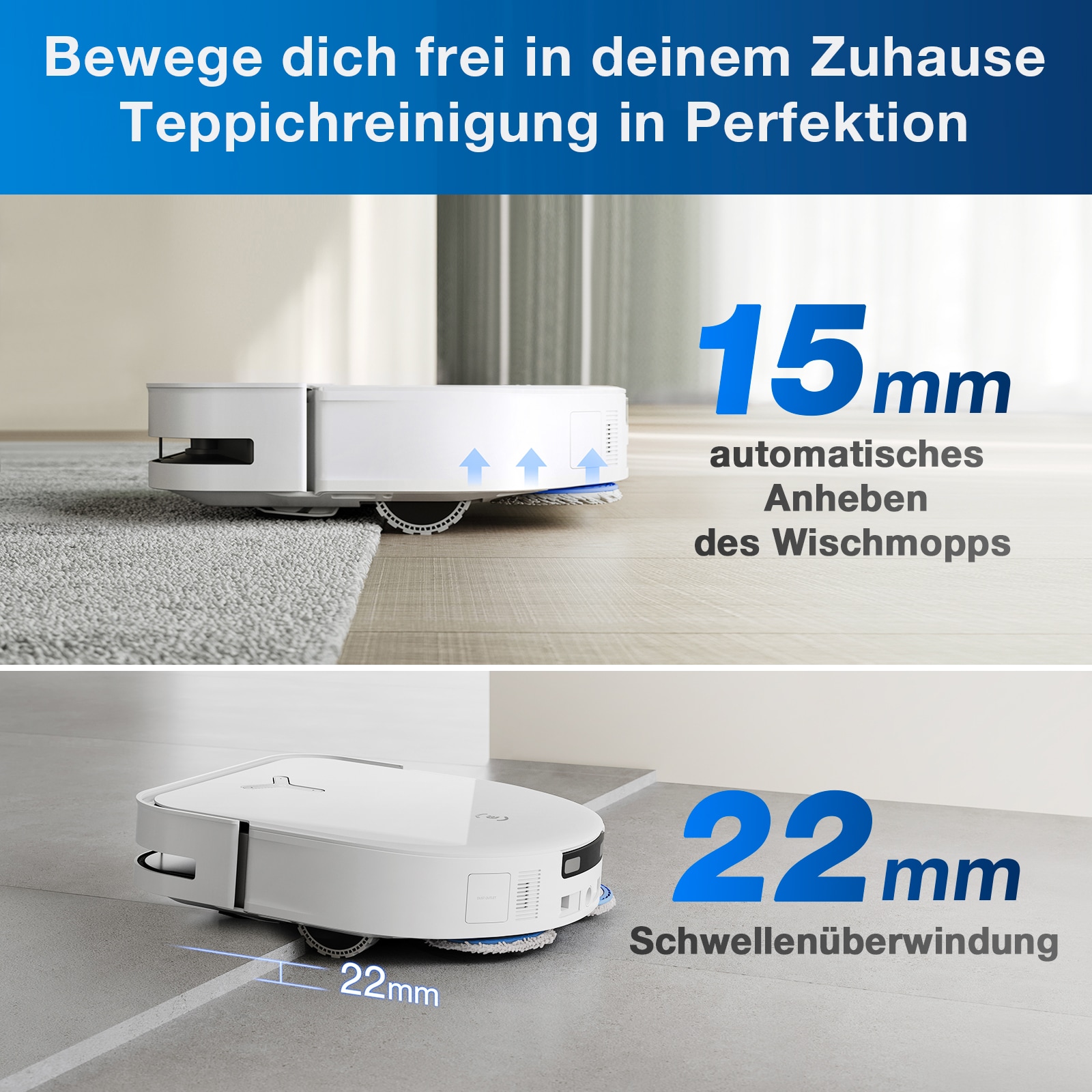ECOVACS Nass-Trocken-Saugroboter »ECOVACS DEEBOT X5 OMNI«, 12.800PA, OMNI Station, 15mm Mopphebesystem, Adaptive Kantenreinigung