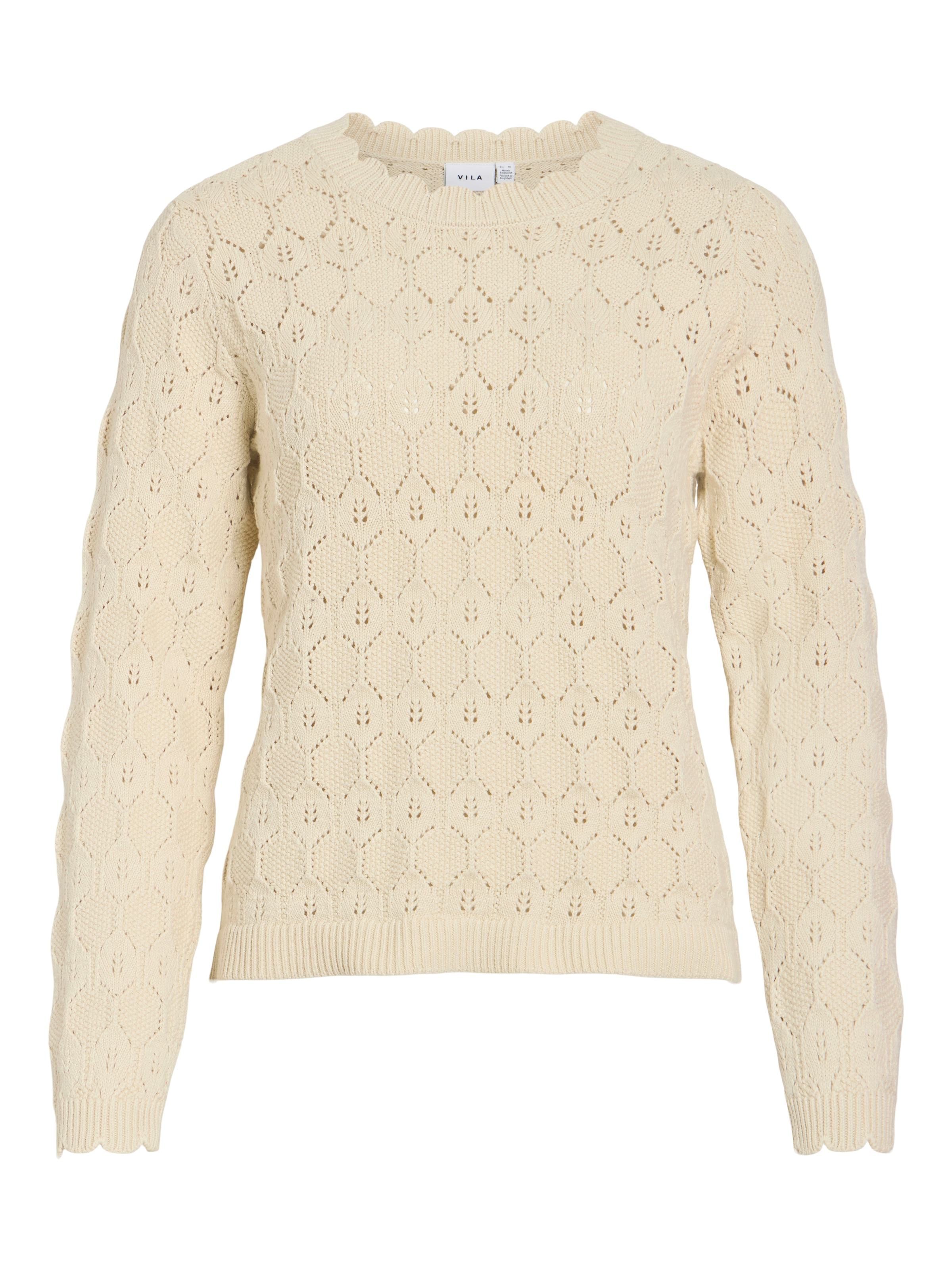 Vila Rundhalspullover »VILOWEN L/S POINTELLE KNIT TOP/PB«
