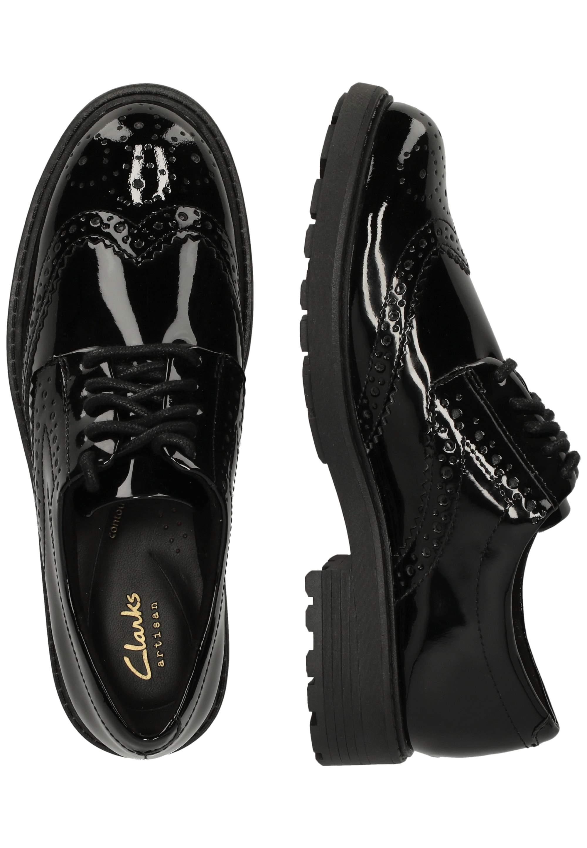 Clarks Schnürschuh »Orinoco2 Limit Black Pat«  mit profilierter Sohle für guten Halt