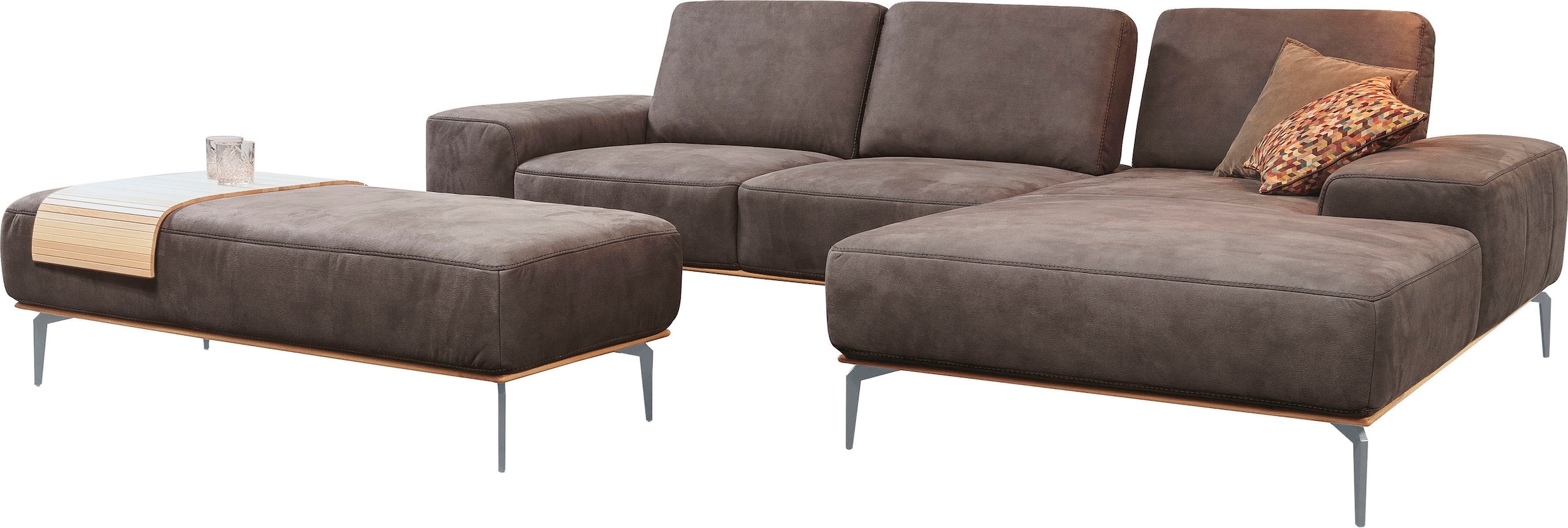 W.SCHILLIG Ecksofa "run", mit elegantem Holzsockel, Füße in Silber matt, Br günstig online kaufen