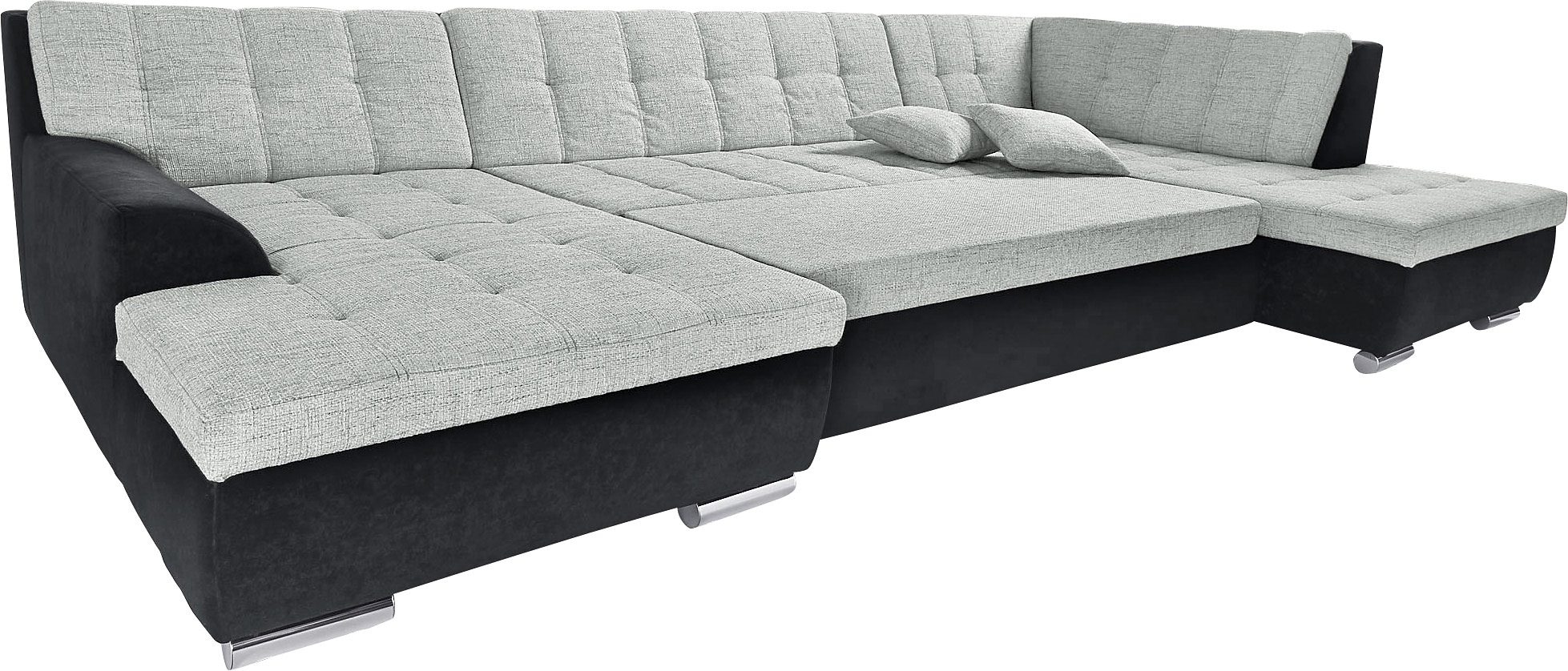DOMO collection Wohnlandschaft »Treviso incl. Zierkissen, moderne Steppung, XXL: B/T/H: 364/201/83 cm«, wahlweise mit Bettfunktion, in vielen Bezugsarten auch in Cord U-Form