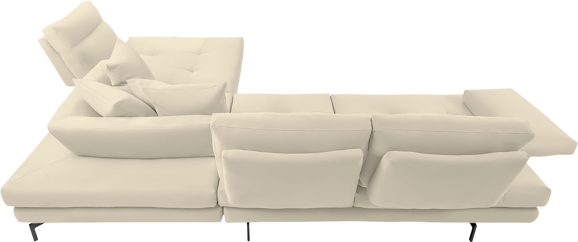 CALIA ITALIA Ecksofa »Toby Wing, Komfortsofa mit Sitzkomfort der Extraklasse, L-Form«, Sitztiefenverstellung, wahlw. mit Kissen-Set,Füße schwarz matt