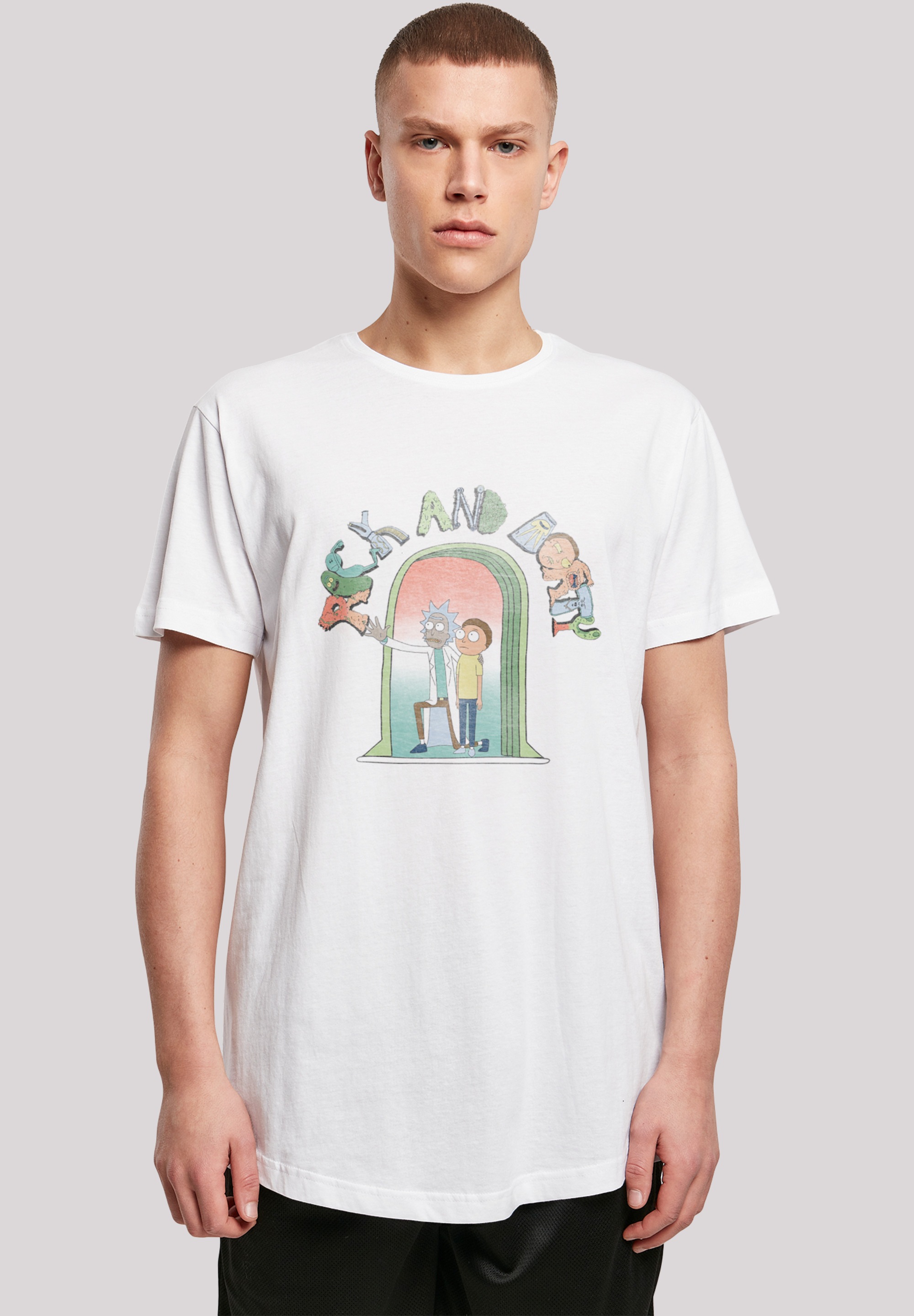 F4NT4STIC Kurzarmshirt »F4NT4STIC Herren Rick And Morty Icon Doors with Shaped Long Tee«