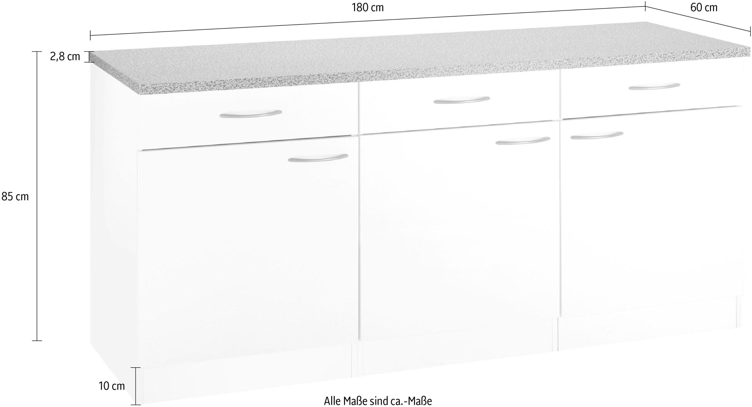 wiho Küchen Unterschrank »Kiel«, 180 cm breit | BAUR