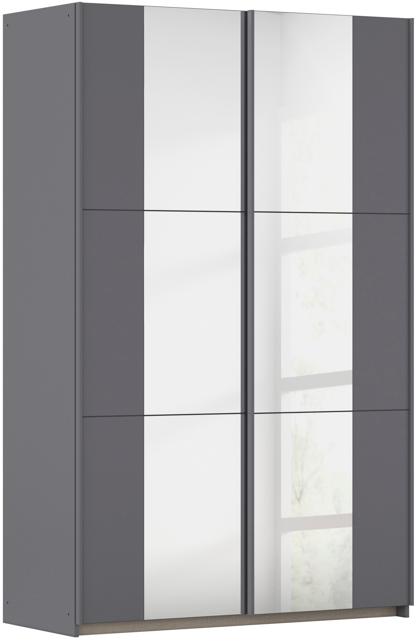 rauch Schwebetürenschrank "Kleiderschrank Drehtürenschrank Schrank Garderobe KRONACH" in 3 Ausstattungen BASIC/CLASSIC/PREMIUM, Breiten 131/175/218/261 cm, optional ohne, mit 1 oder 2 Spiegel, viel Stauraum MADE IN GERMANY
