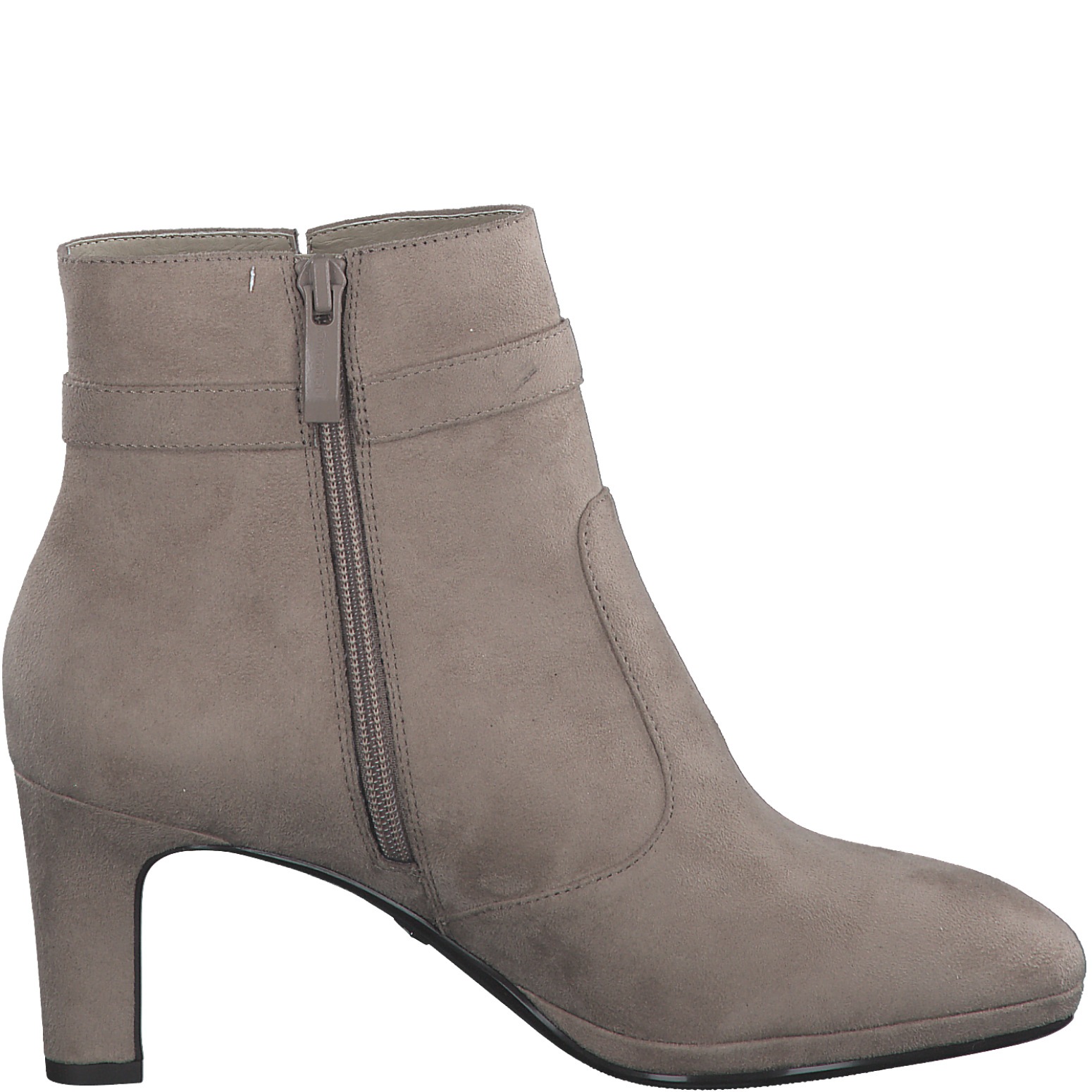 Tamaris Stiefelette, Trichterabsatz, Abendschuh mit elegantem Zierriemchen mit Logoemblem