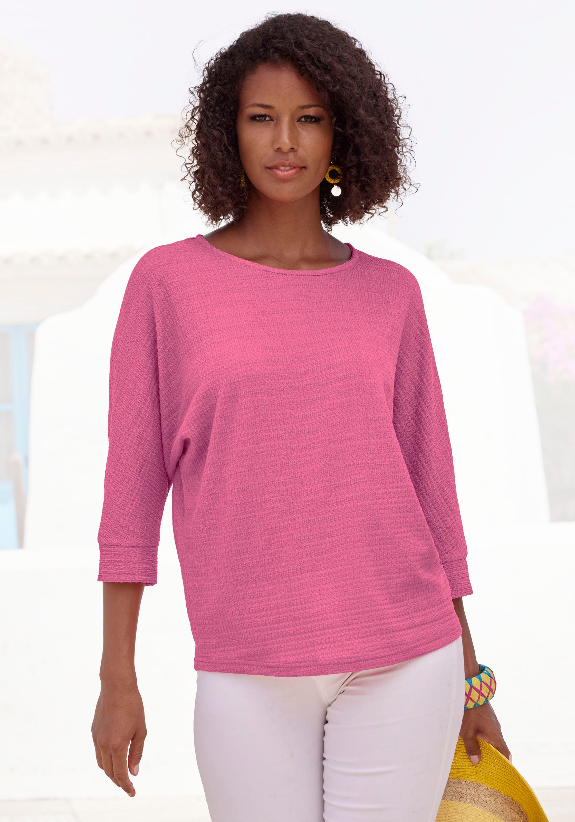 Vivance 3/4-Arm-Shirt "aus bügelfreier Crêpe-Qualität" mit 3/4-Arm