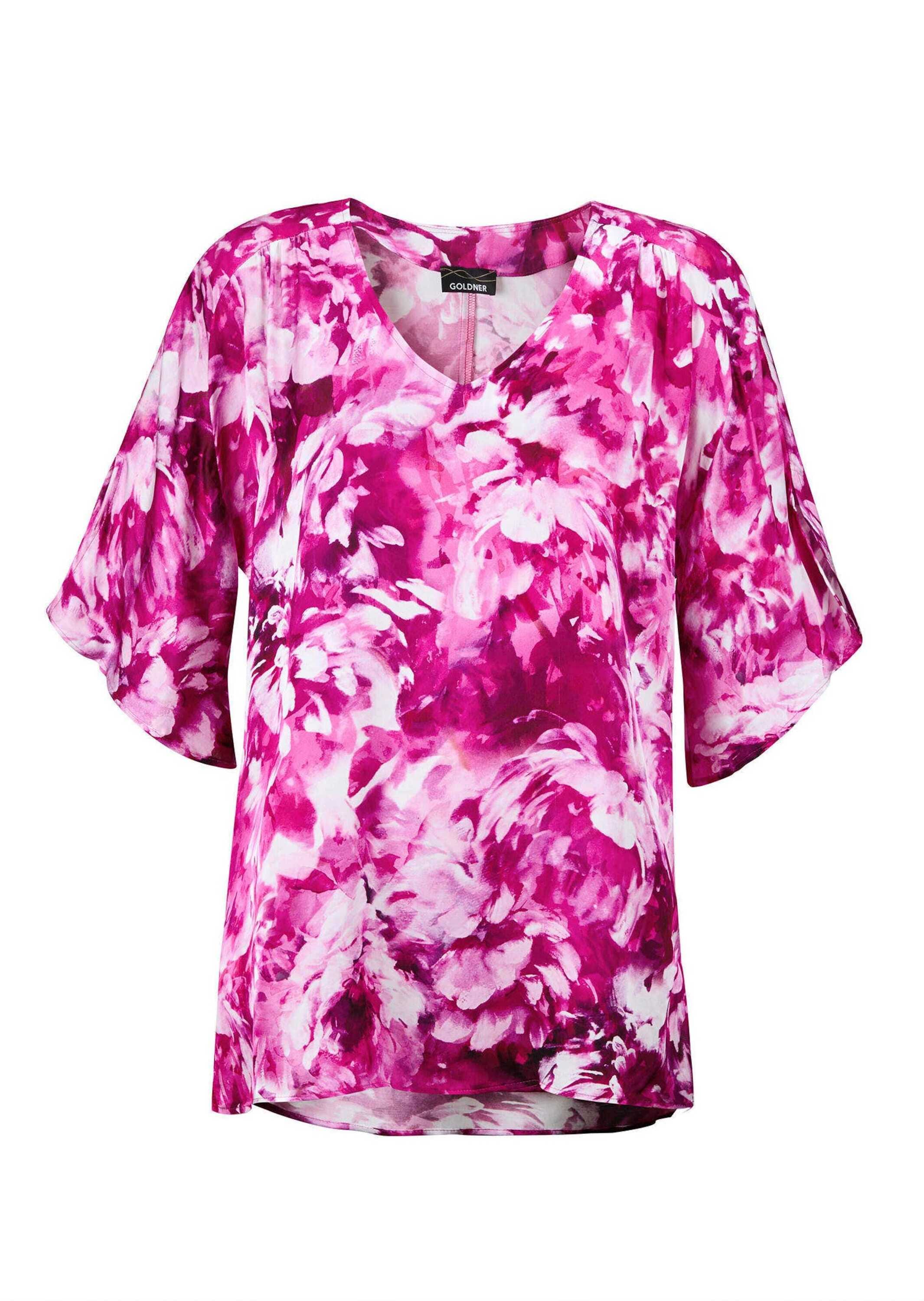 GOLDNER Satinbluse "Kurzgröße Viskosebluse mit floralem Design" günstig online kaufen