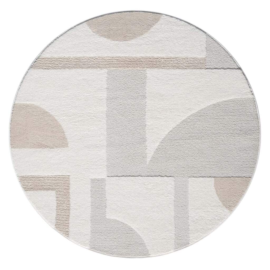 Carpet City Teppich »LOUNGE 9992«, rund, 15 mm Höhe, Kurzflor-Teppich Modern, Hoch-Tief-Struktur, Wohnzimmer, Schlafzimmer