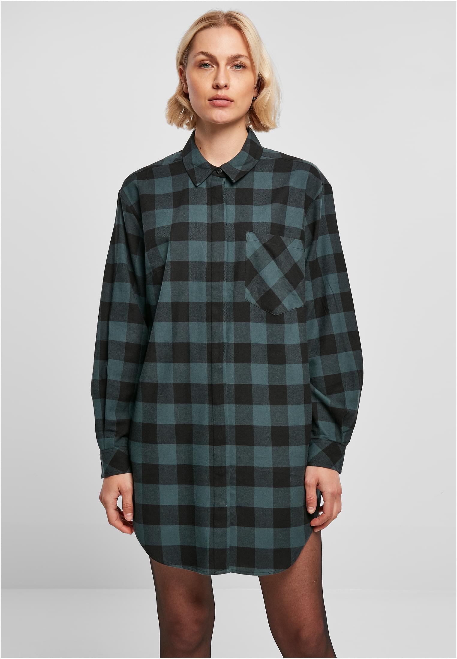 Shirtkleid »Urban Classics Damen Ladies Oversized Check Flannel Shirt Dress«, (1 tlg.)