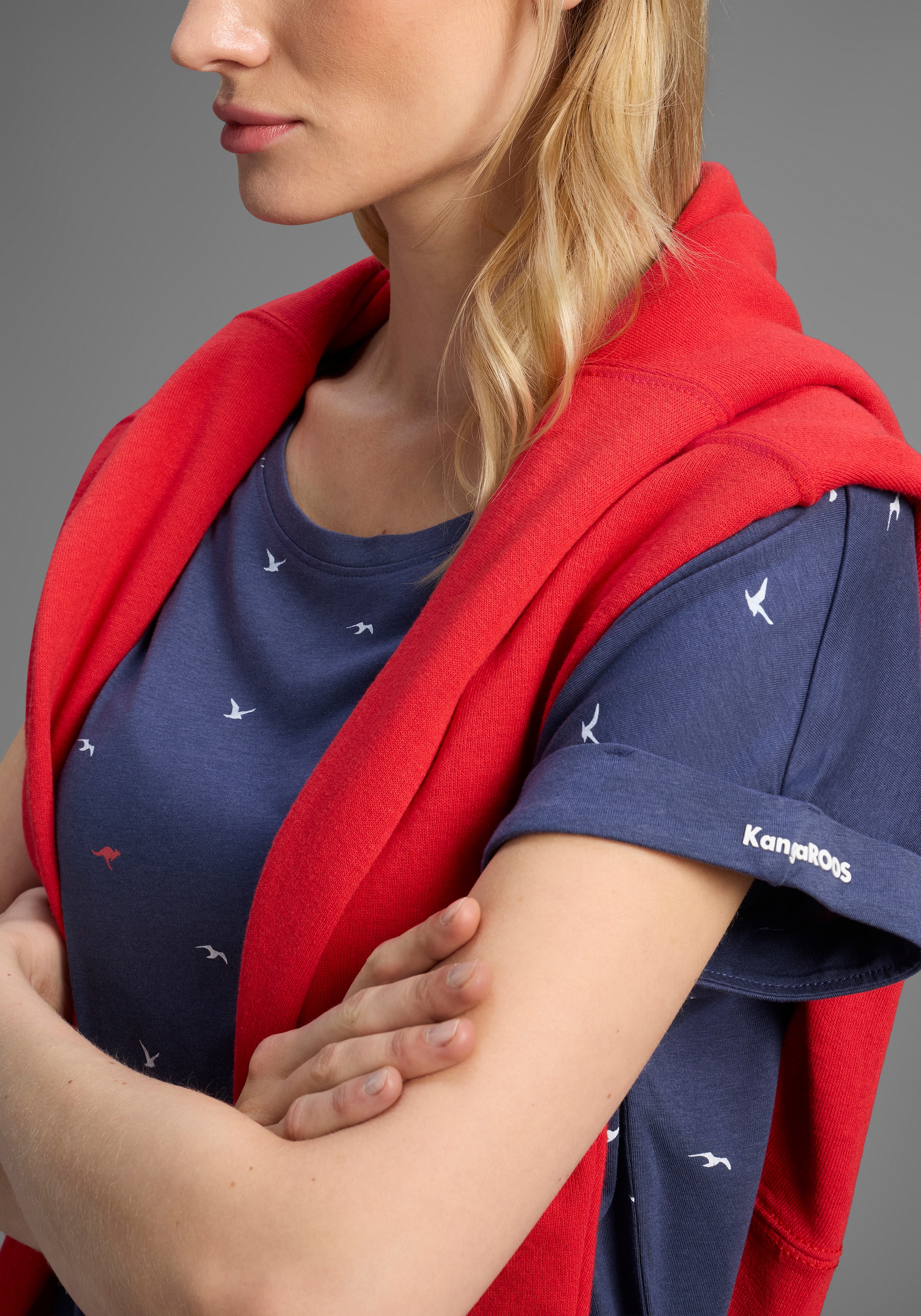 KangaROOS Print-Shirt, kurzärmelig, figurumspielend, mit Print, mit Rundhalsausschnitt