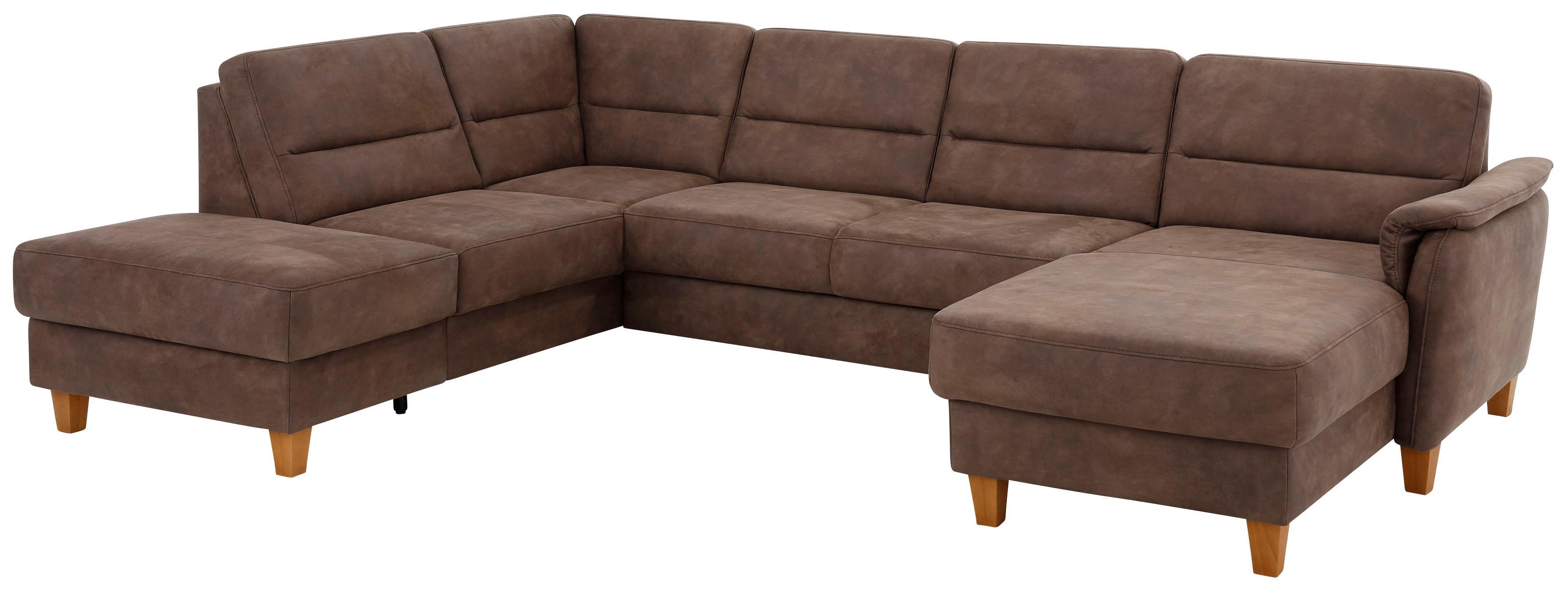 Home affaire Wohnlandschaft "Palmera U-Form, B: 308 cm, große Stoff + Leder Auswahl" optional Schlaffunktion & Bettkasten, Federkern, XXL-Wohnlandschaft