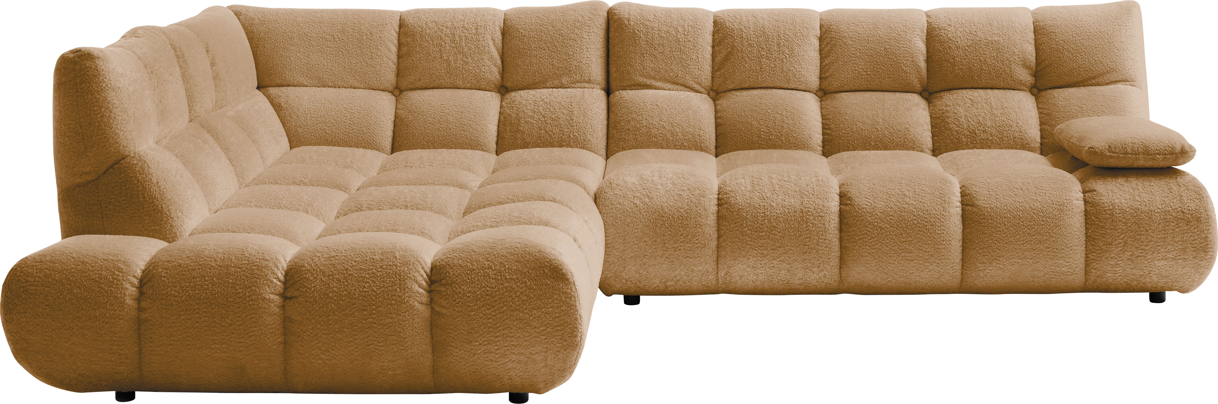 Home affaire Ecksofa "Cozy Bubble, mit klappbarer Armlehne, Breite 324 cm" mit eleganter Steppung, Rundumbezug & weicher Polsterung