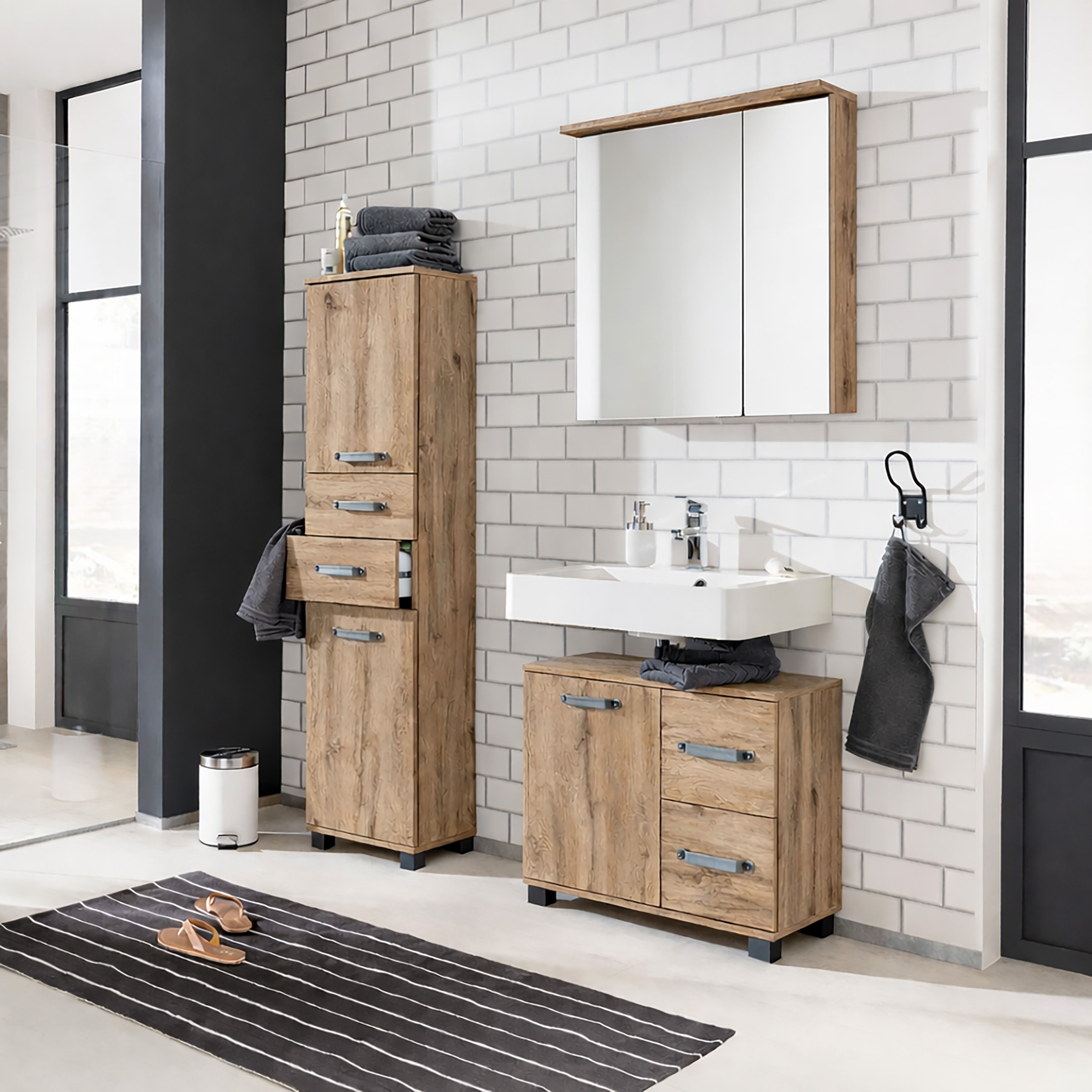 Schildmeyer Spiegelschrank »Profil 16« Breite 60 cm, 2-türig, LED-Beleuchtung, Schalter-/Steckdosenbox