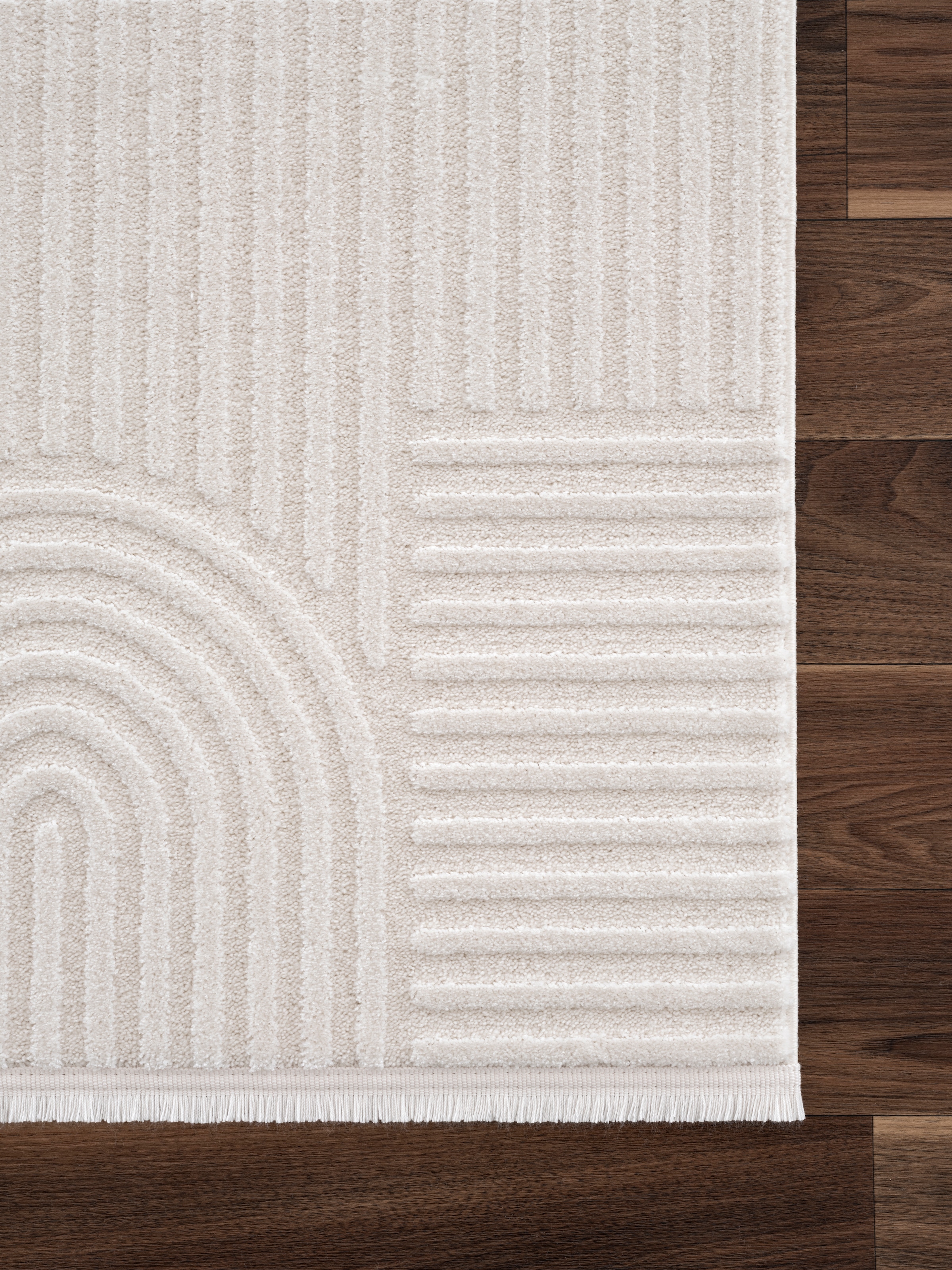 OTTO home Teppich »Jonnis, mit Fransen, Boho-Design, Scandi, Designteppich« rechteckig 9 mm Höhe Hoch-Tief, 3D Optik, skandinavischer Stil, Wohnzimmer, Schlafzimmer