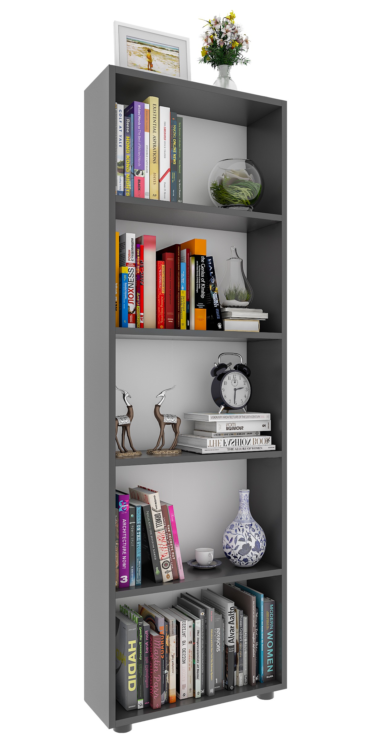 Standregal VCM, B:56cm T:20cmanthrazit, Wohnzimmer, Regale, "Holz Büro Regal Bücher Ordner Aktenregal Bulas 5f"