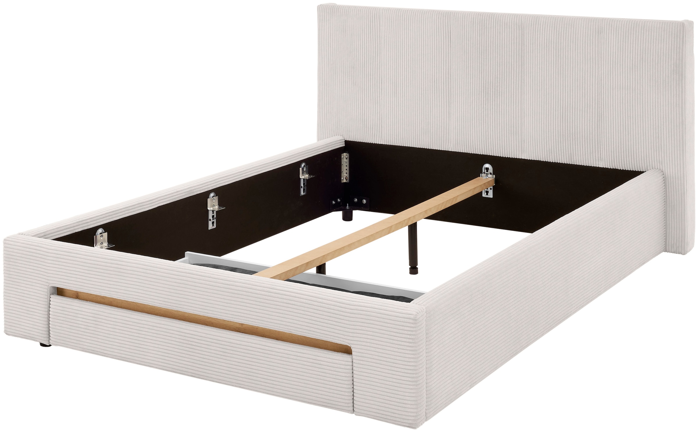 INOSIGN Polsterbett »CiTY/GiRON, Bettgestell mit Bettkasten, gepolstertes Stauraumbett«, mit Hundebett oder Stauraumschublade, Bezug Cord-oder Leinenoptik