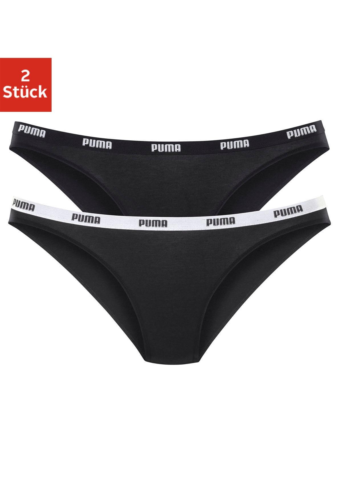 PUMA Bikinislip »Iconic«, (Packung, 2 St.), mit schmalem Logo-Webbündchen