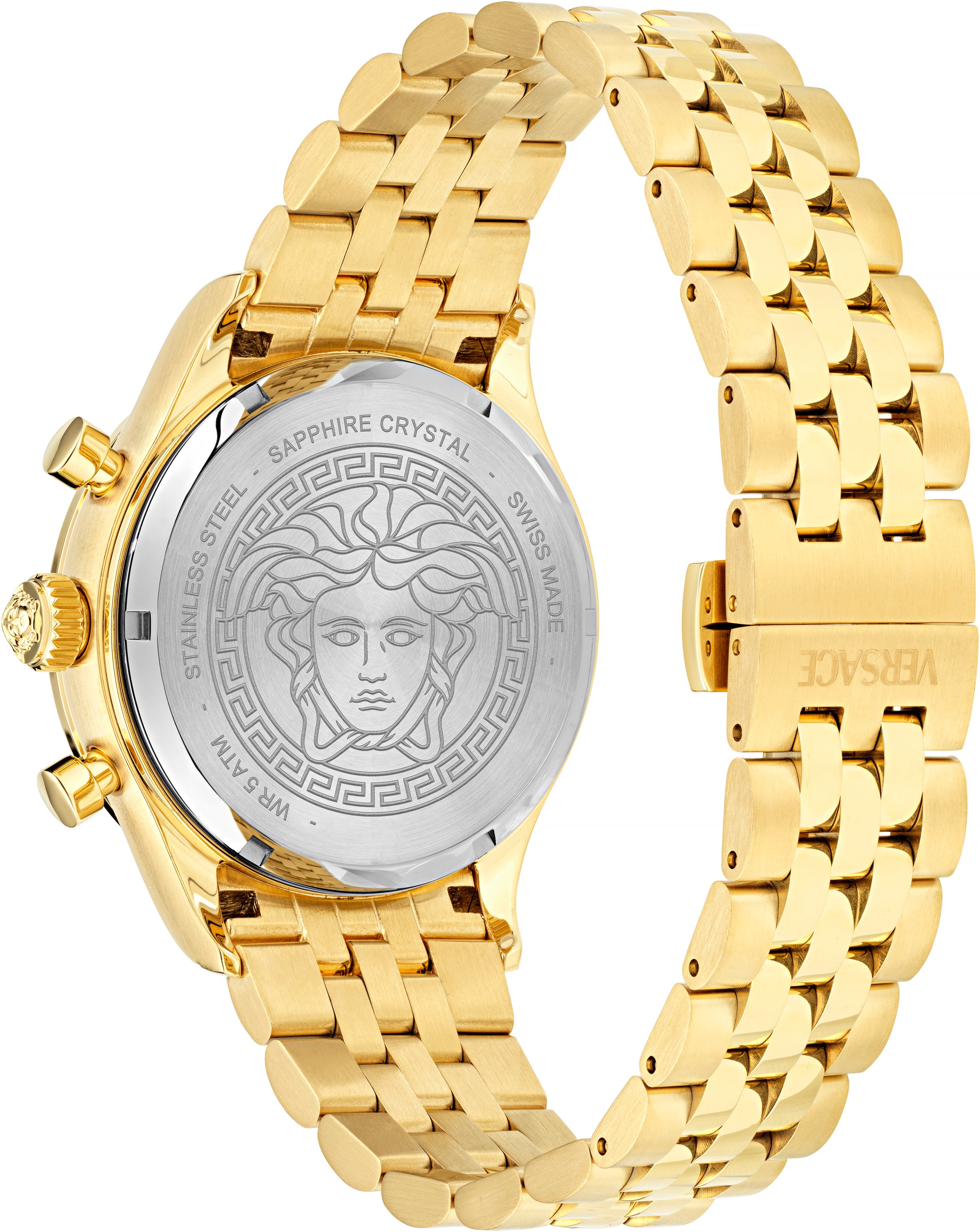 Versace Chronograph »HELLENYIUM CHRONO PETITE«, Quarzuhr, Armbanduhr, Herrenuhr,Swiss Made,Edelstahlband,Stoppfunktion