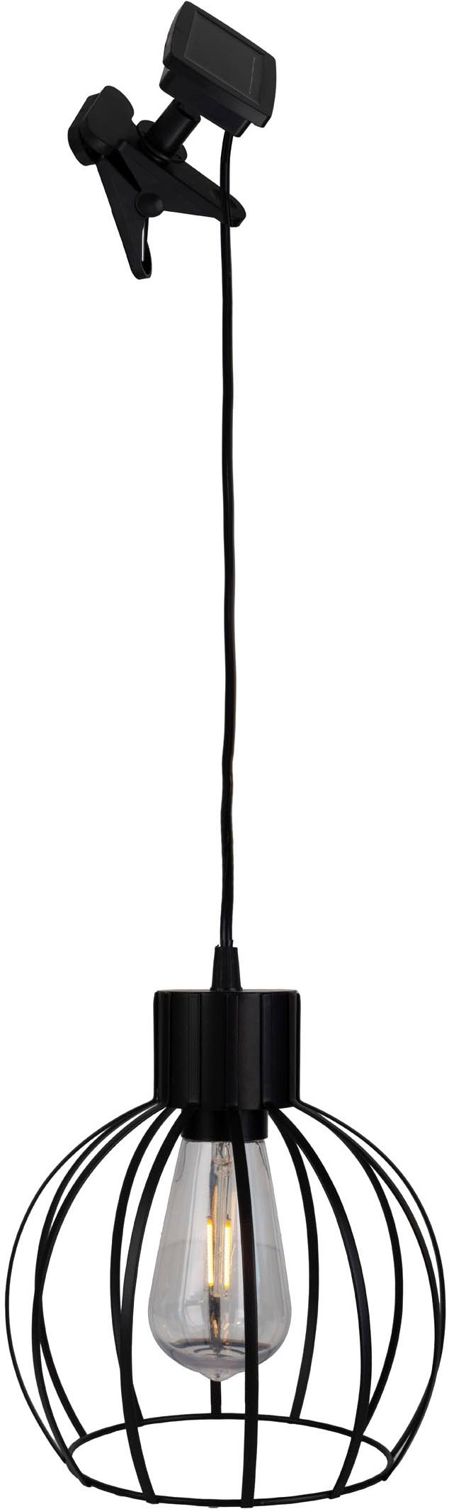 Thumbnail - näve LED Solarleuchte "Solar- / Pendelleuchte schwarz "GRID"" 1 Stk. Warmweiß Inkl. Dämmerungssensor