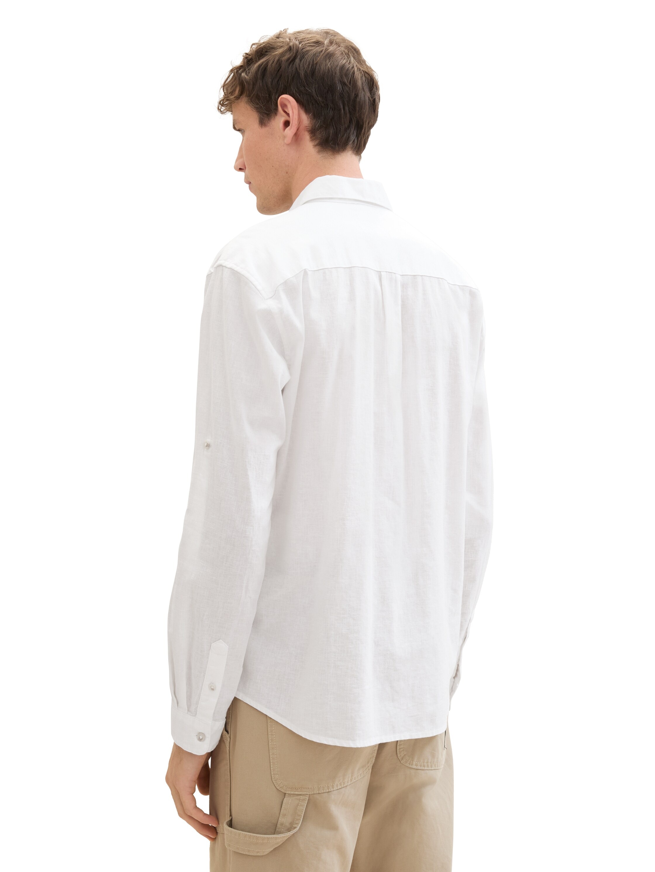 TOM TAILOR Denim Langarmhemd, mit Leinen
