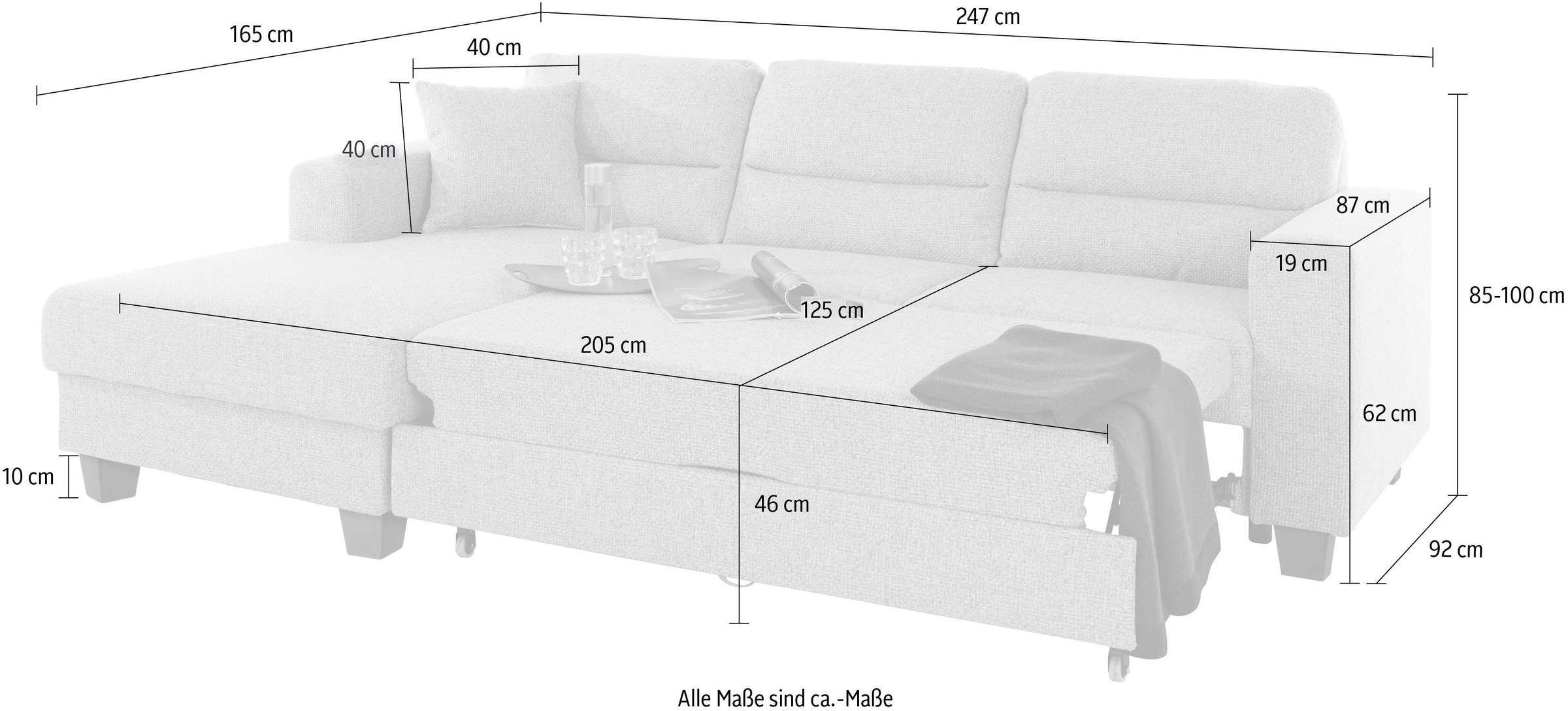 TRENDMANUFAKTUR Ecksofa »Chamber, zeitlos und modern, hoher Sitzkomfort, L-Form«, wahlweise mit Schlaffunktion