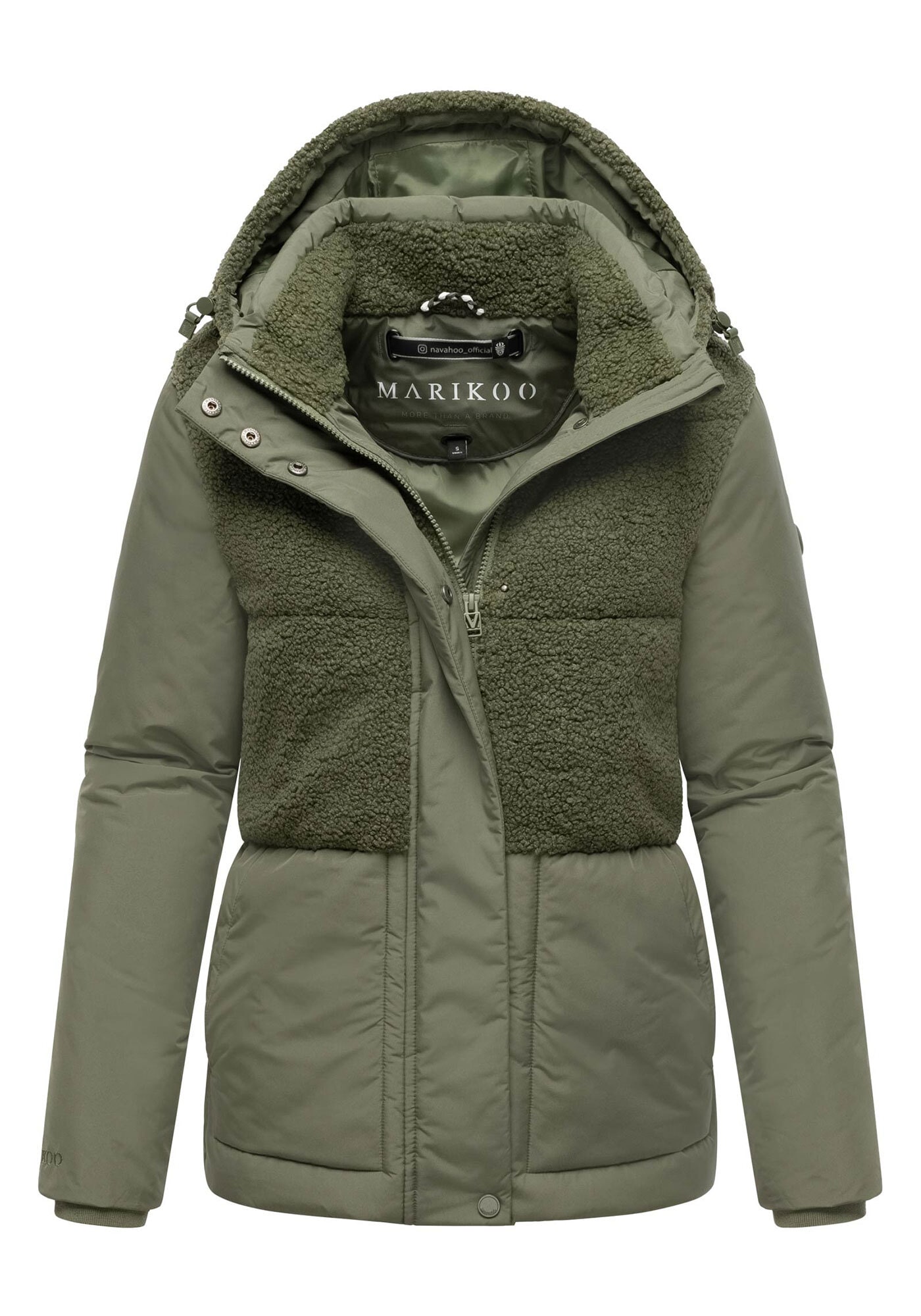 Marikoo Winterjacke »Sheeta«, Kombination aus Teddyfleece und glattem Material