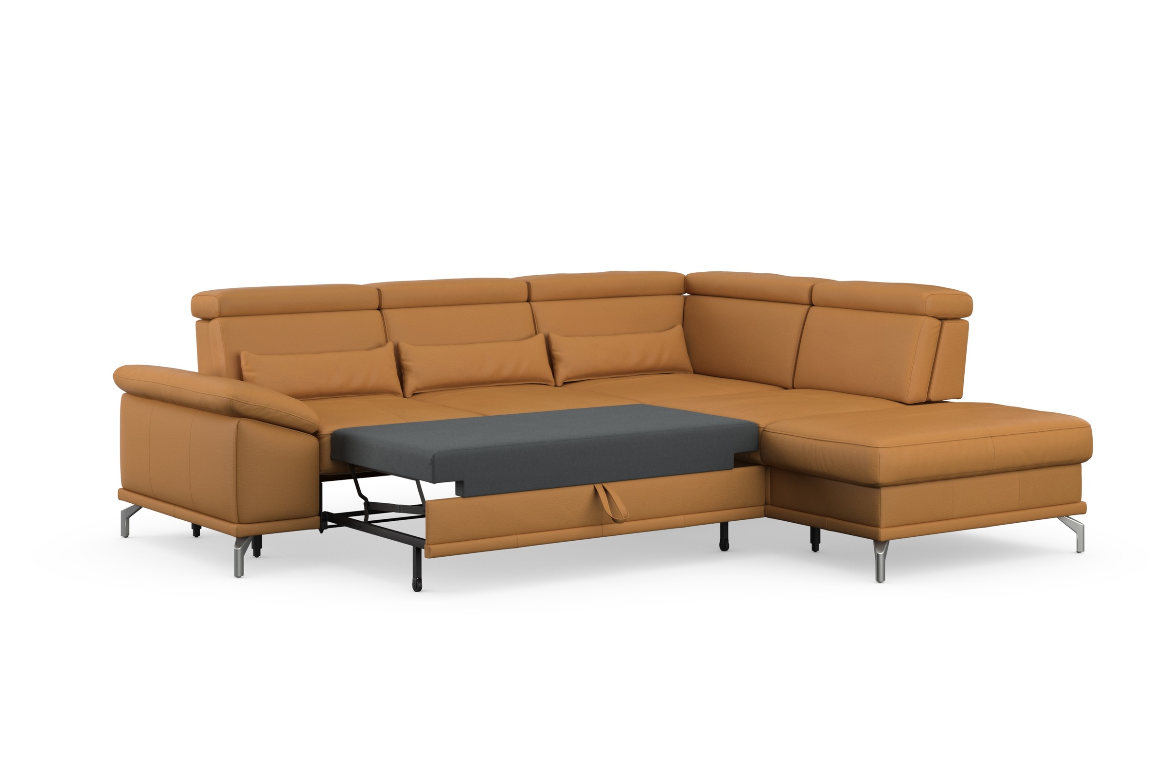 sit&more Ecksofa »Cabrio L-Form, B: 274 cm, mit Sitztiefen-, Arm- & Kopfteilverstellung«, 3 Nierenkissen, Federkern, optional Bettfunktion und Stauraum