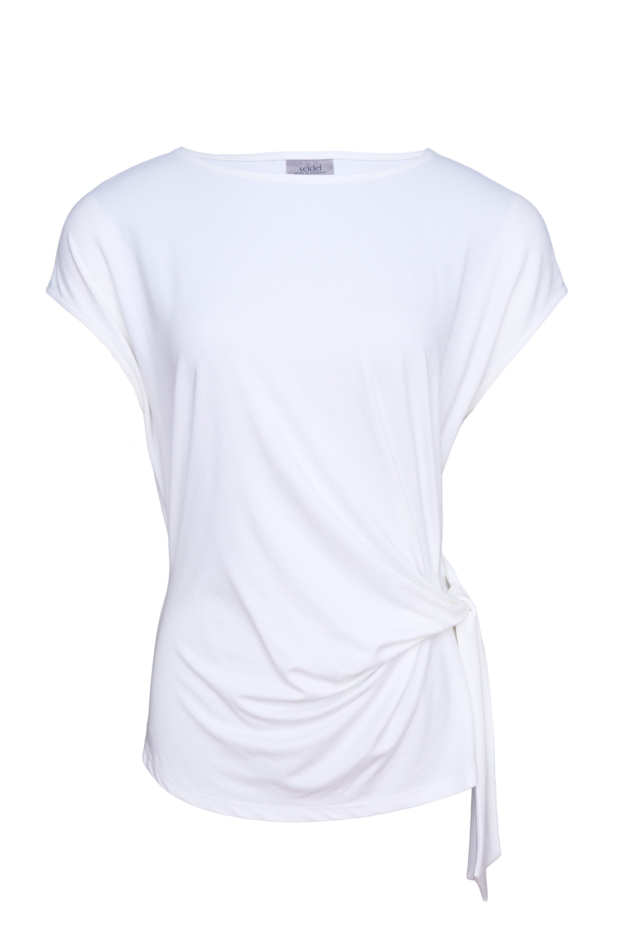 Seidel Moden Kurzarmshirt Rundhals-Shirt mit Knoten-Detail an der Seite - MADE IN GERMANY