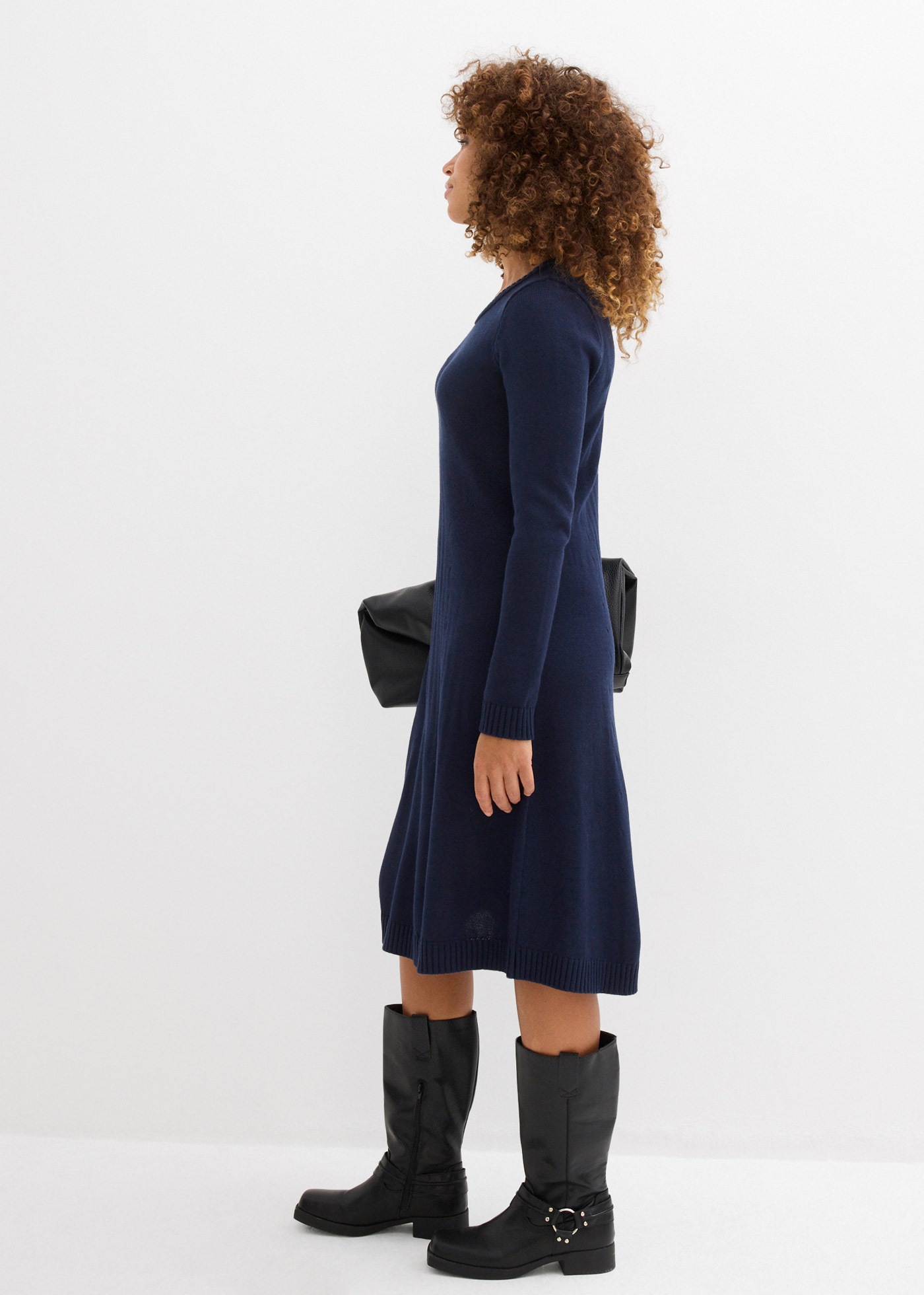 Thumbnail - bonprix Strickkleid "Strickkleid in ausgestellter Form" für den Alltag, aus Baumwolle und Polyacryl, ausgestellte Passfo...