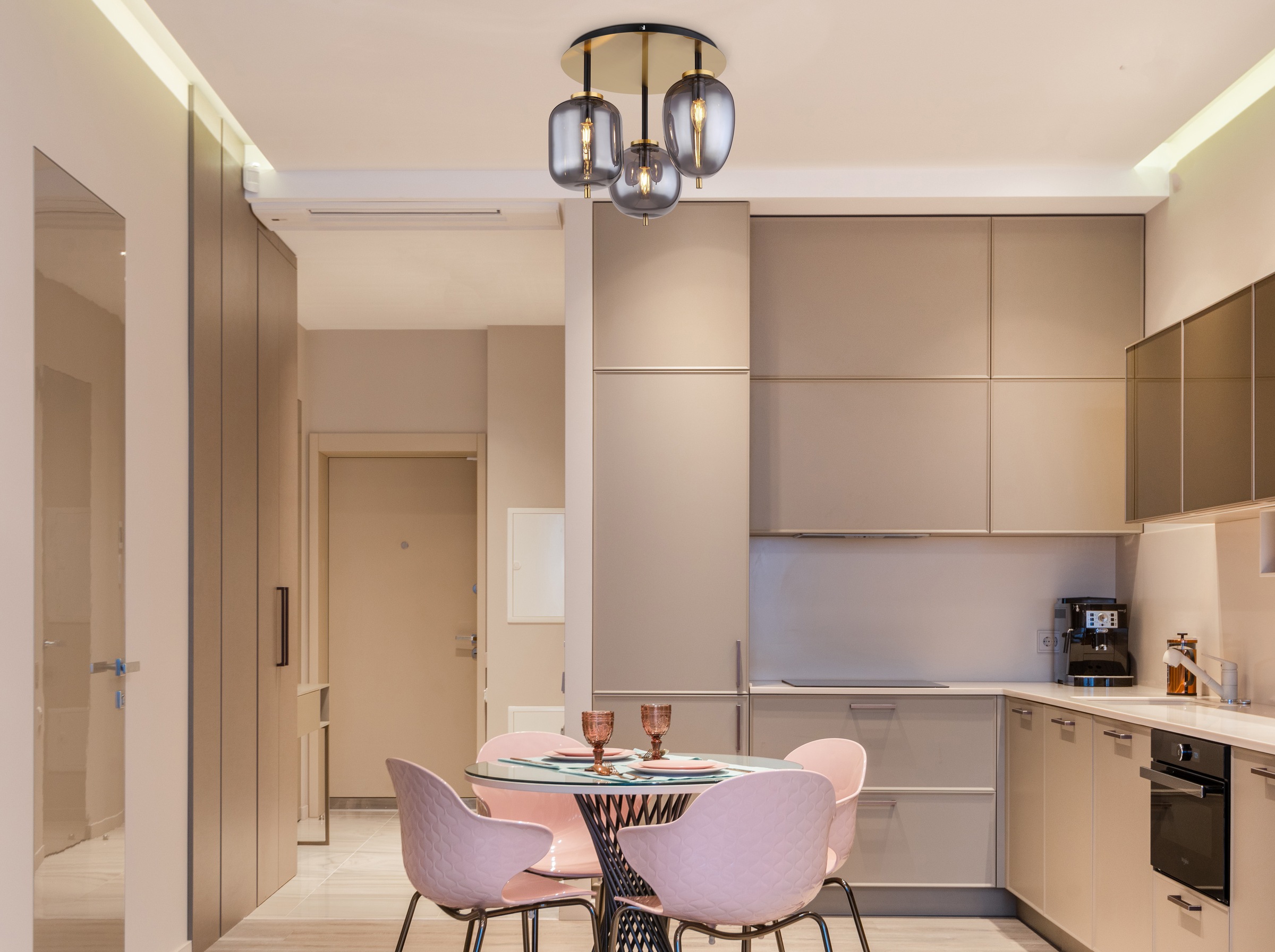 GLOBO LIGHTING Deckenleuchte »BLACKY I« E14 1 Stk. Hängeleuchte Messing matt, Rauchglas, 3 Gläser, E14