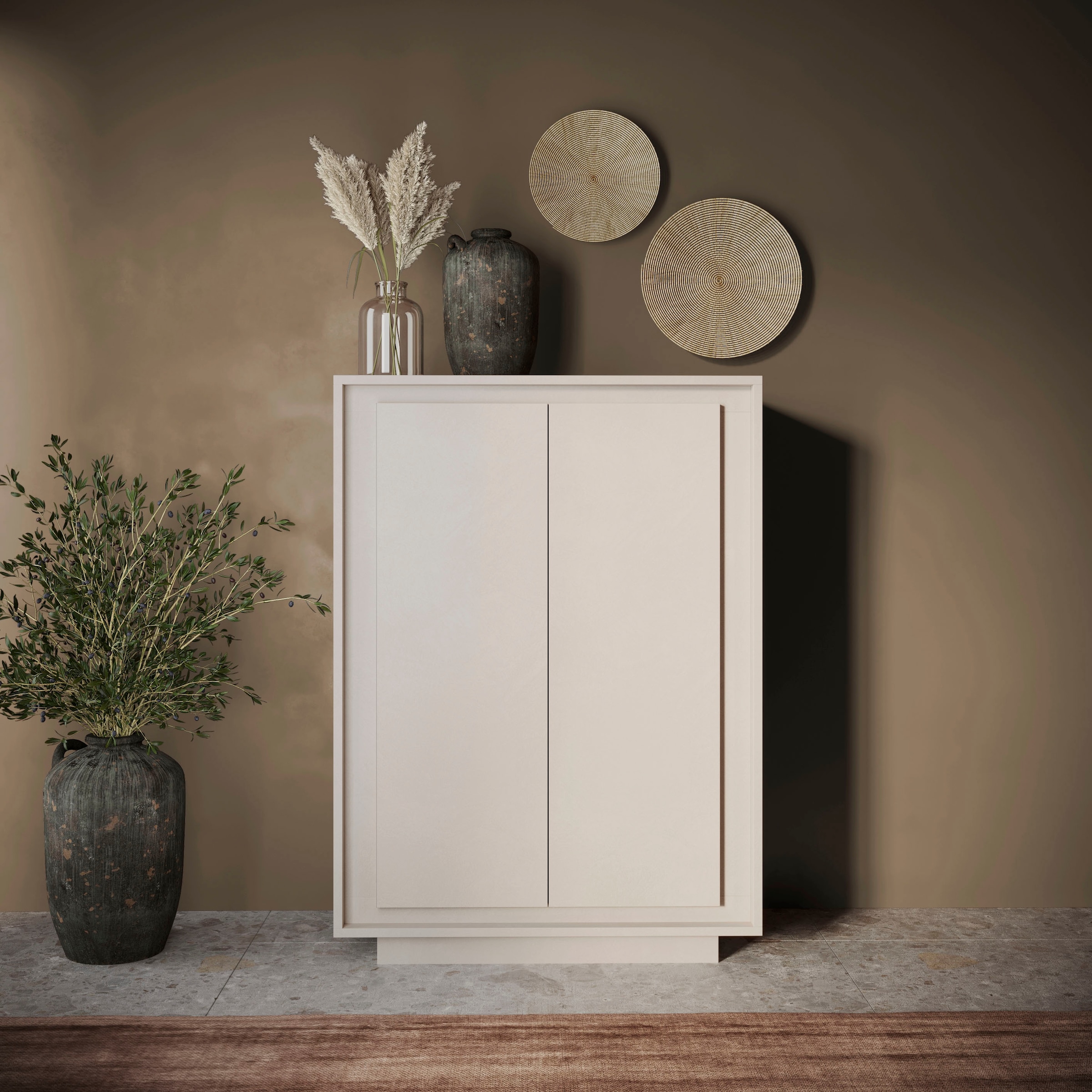 Home affaire Highboard »Sky, B/H 106/171 cm, Stauraumschrank/Hochkommode, 2 Türen« Softclosing, Korpus & Front 22 mm stark, Rahmen-Optik