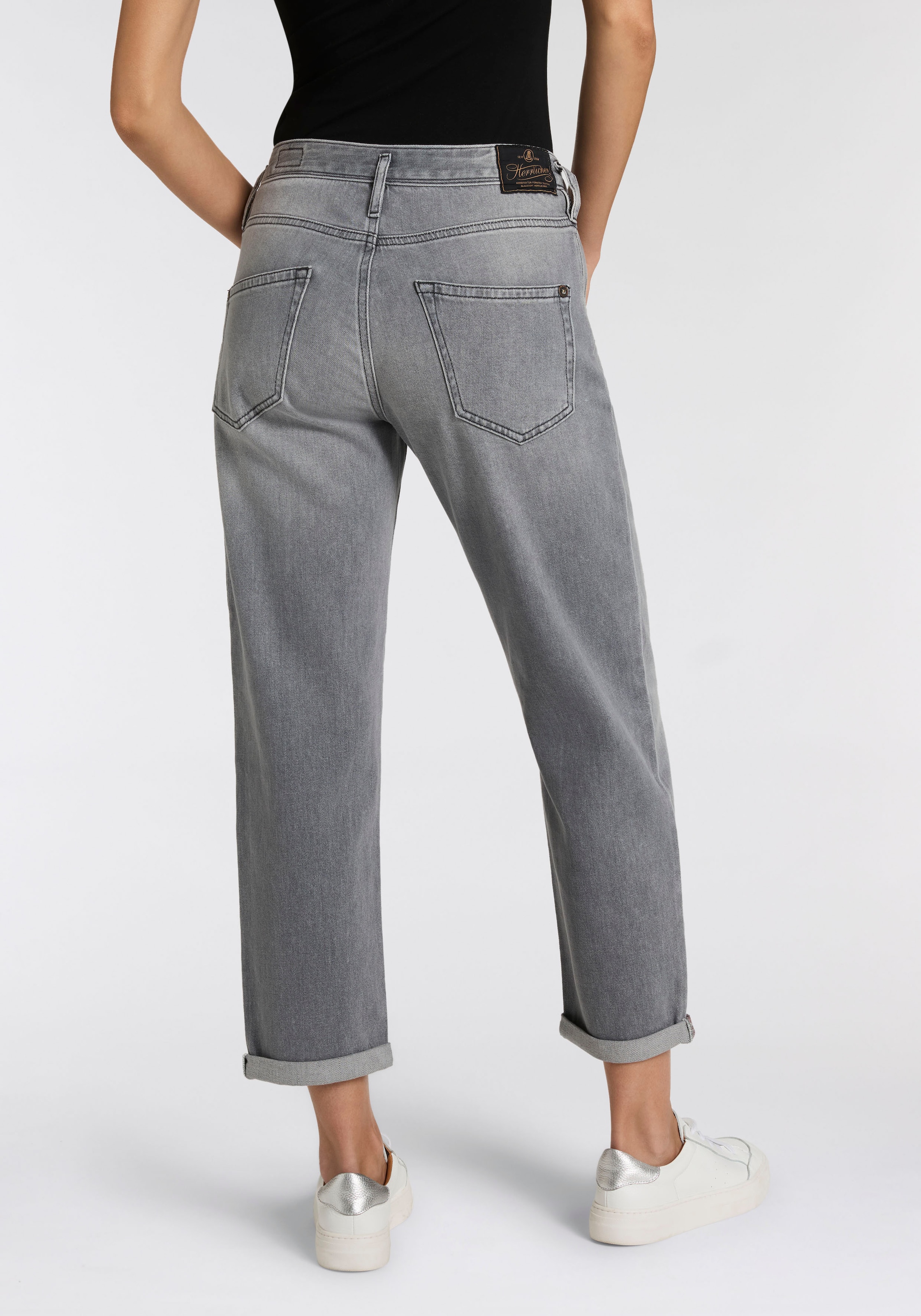 Herrlicher Boyfriend-Jeans »Shyra Tap Denim Grey Light Stretch« High Waist mit Umschlagsaum