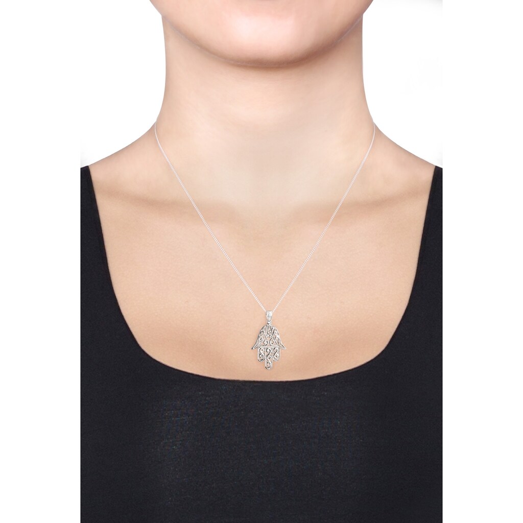 Elli Kette mit Anhänger »Hamsa Hand der Fatima Spirituell 925 Silber«