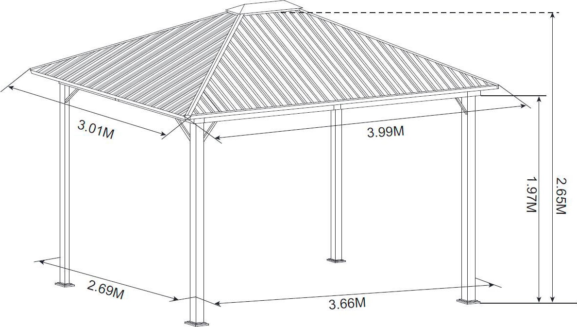 KONIFERA Pavillon »Samos«, BxT: 300x400 cm, Stahlgestell, ohne Seitenteile