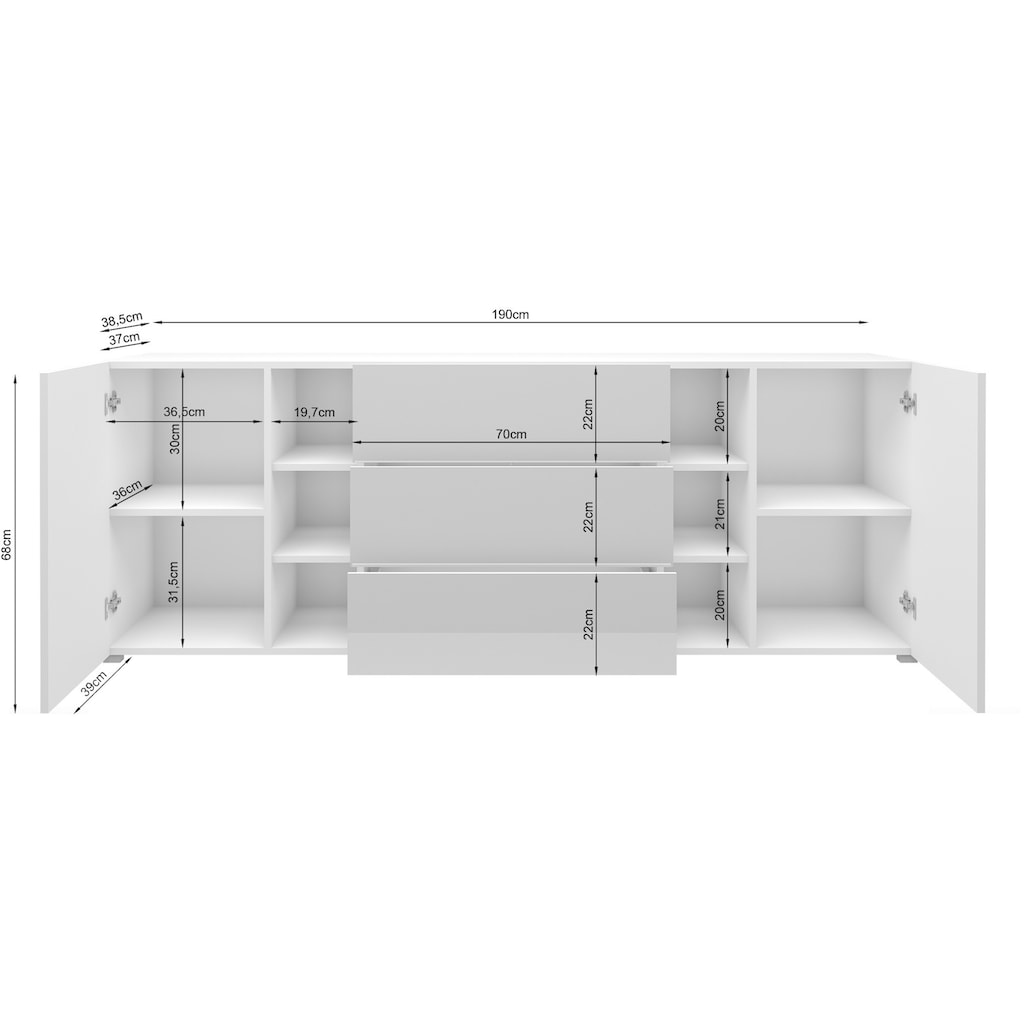 INOSIGN Sideboard »BERLIN«, Breite 190 cm